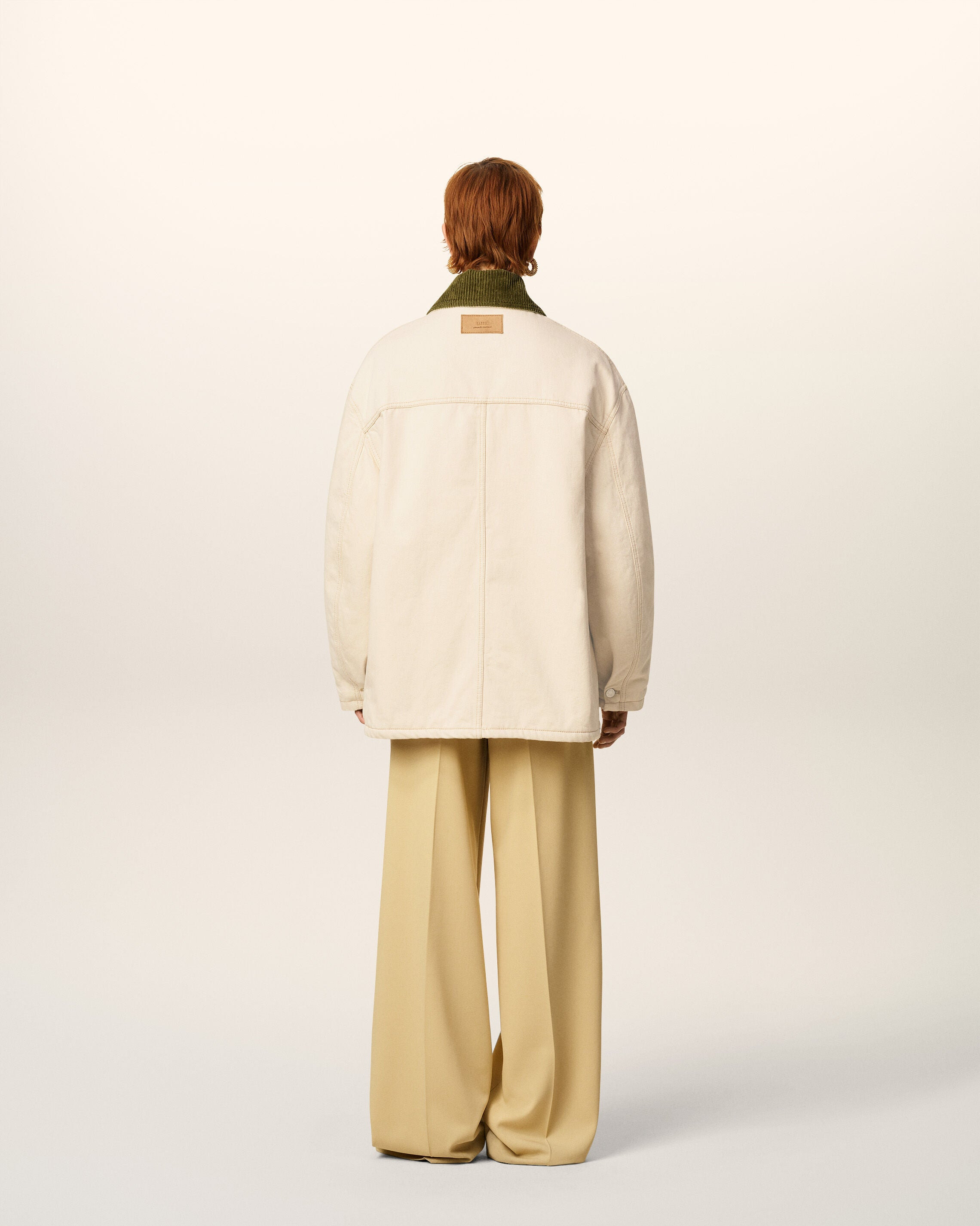 WHITE COTTON PADDED WORKER JACKET - 5