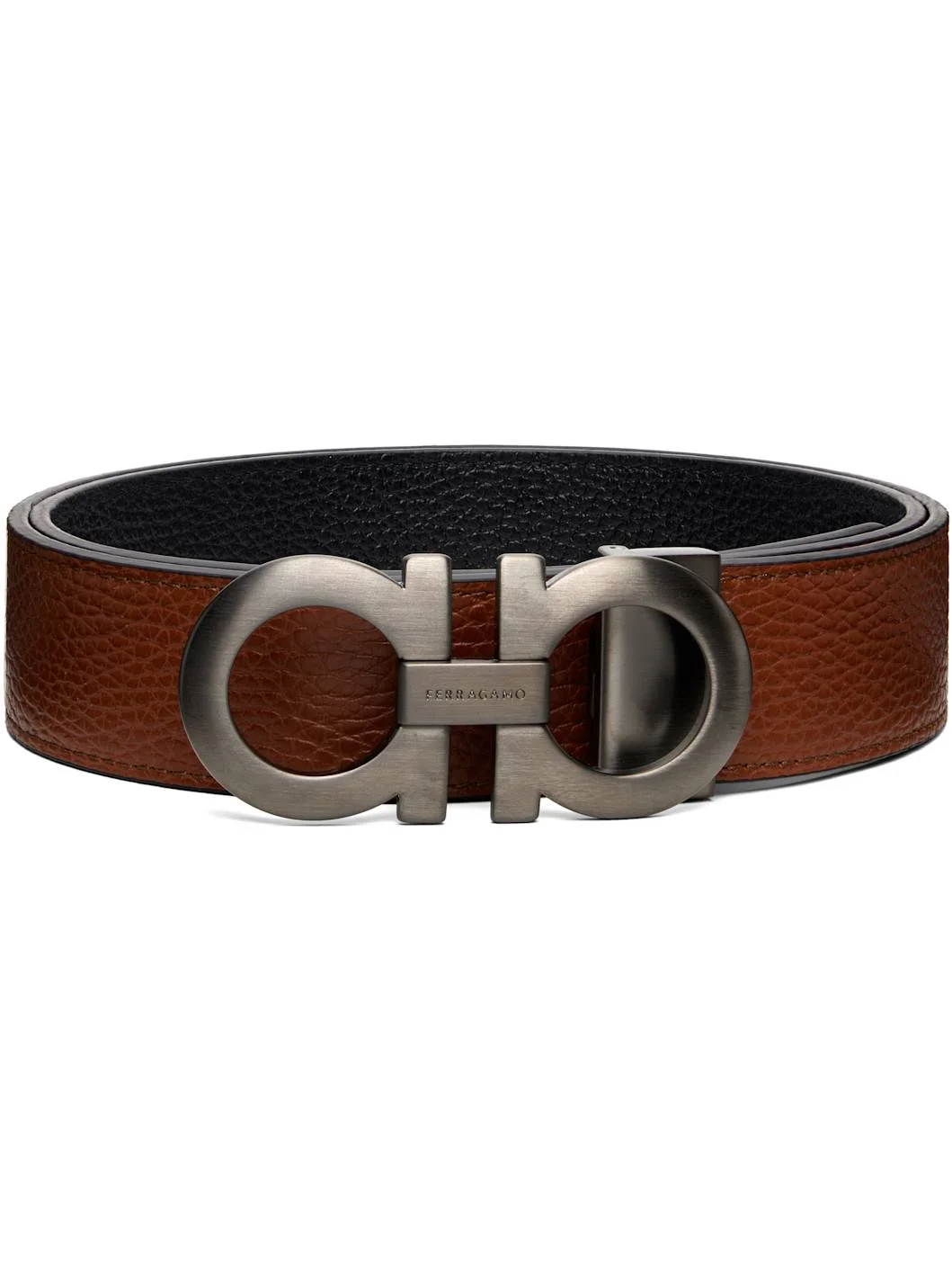Tan Reversible & Adjustable Gancini Belt - 1