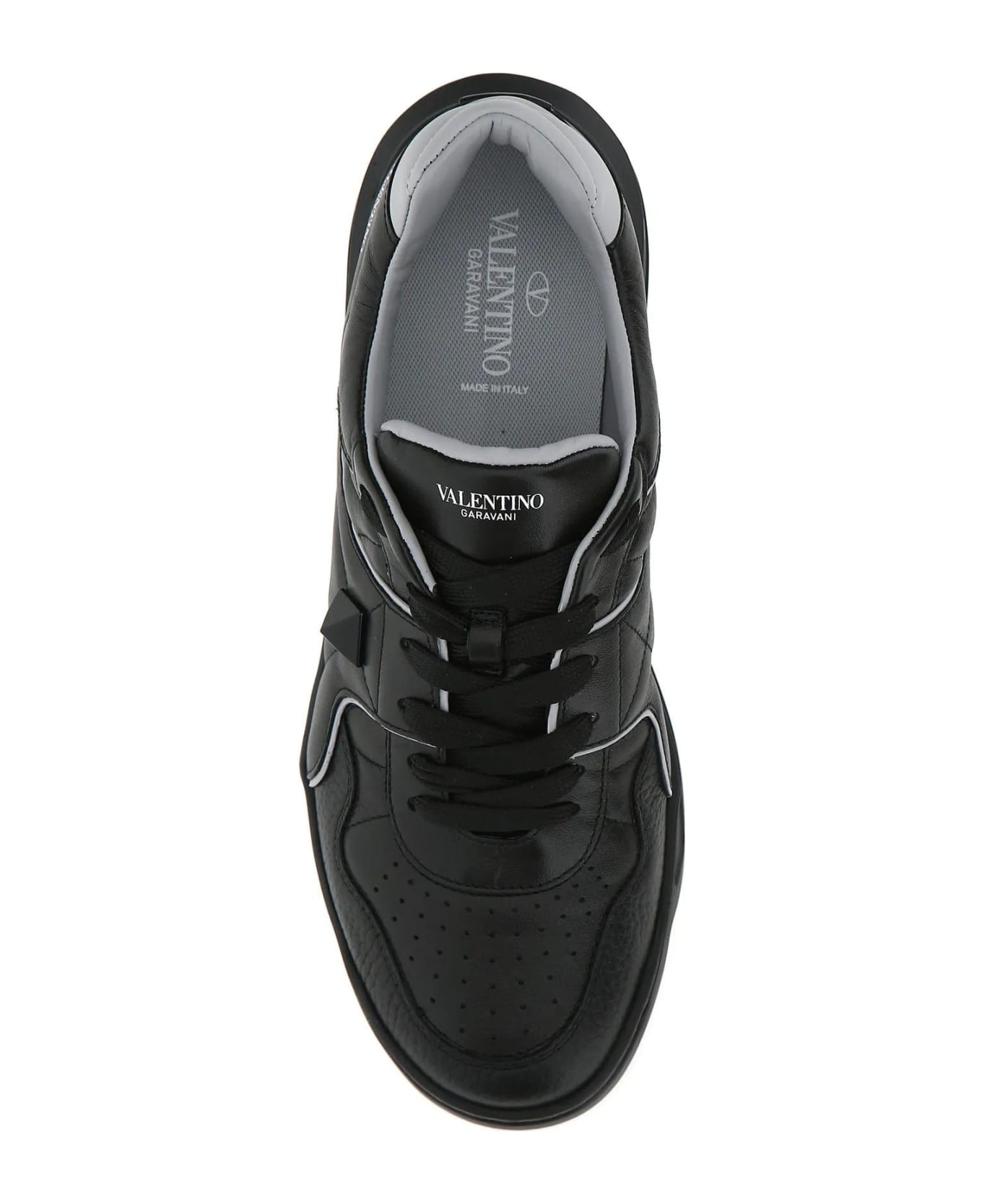 Black Nappa Leather One Stud Sneakers - 4