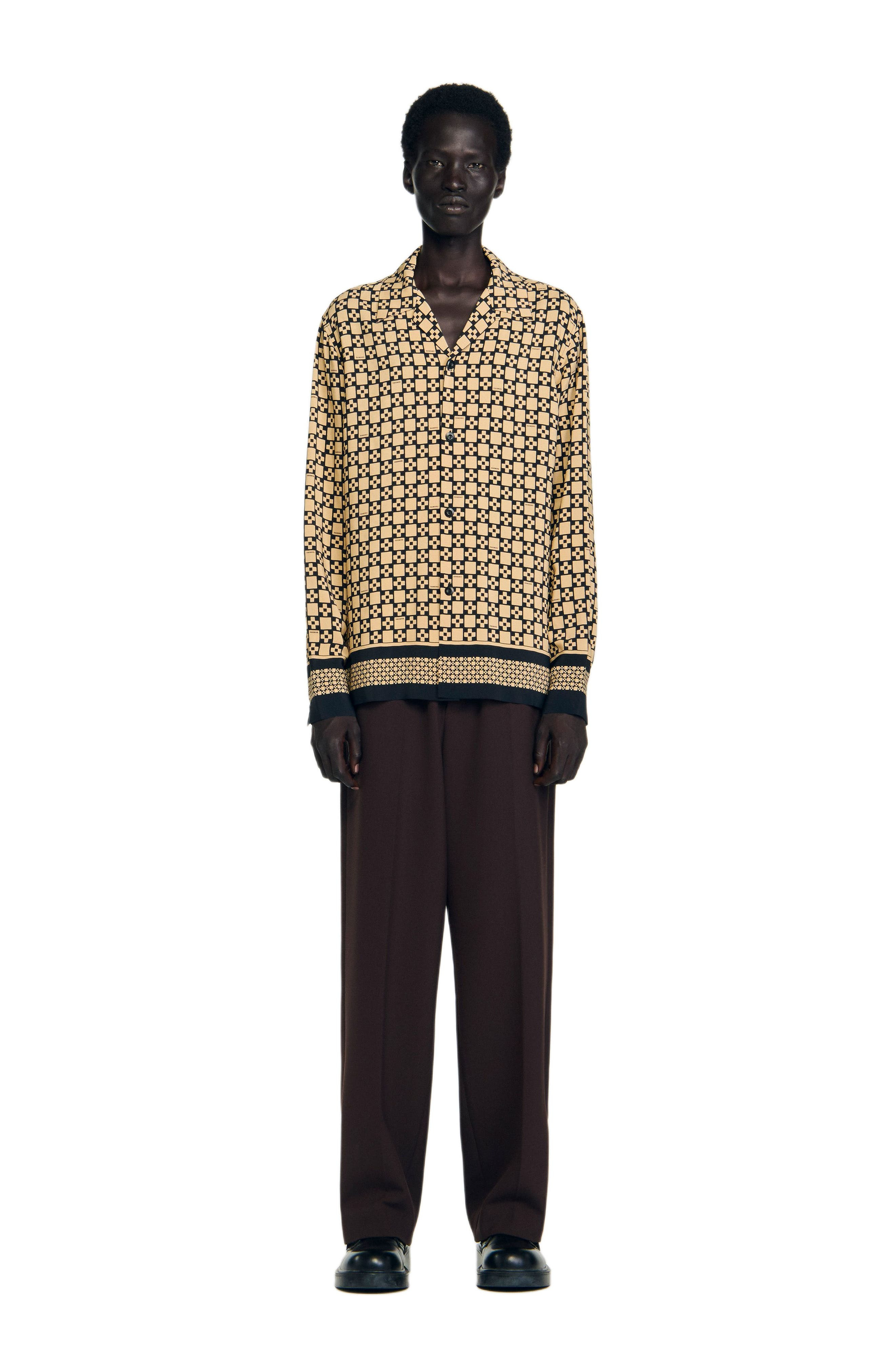 SANDRO Printed loose-fit shirt in Beige at Nordstrom - 4