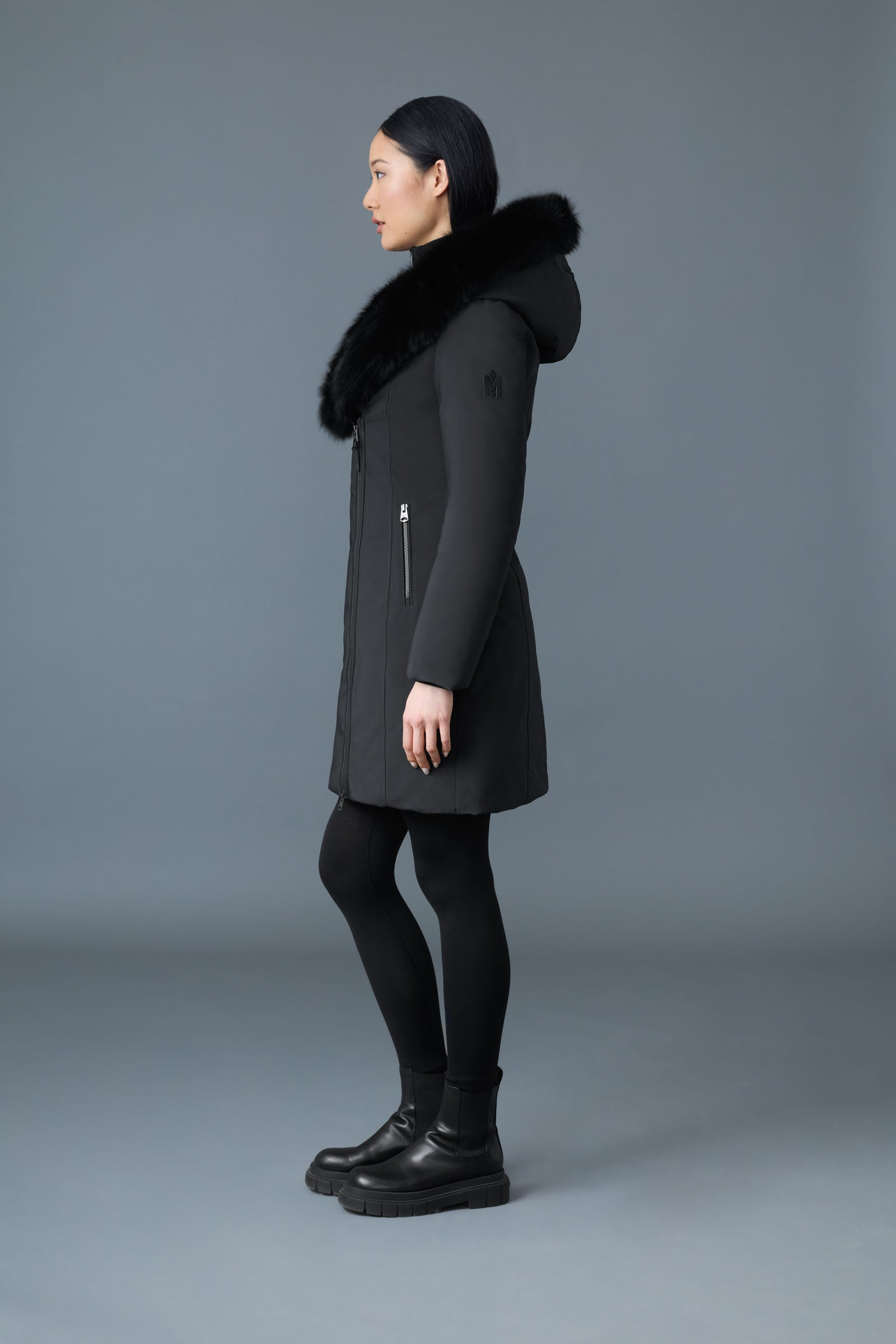 TRISH Powder Touch down coat with blue fox fur Signature Mackage Collar - 3