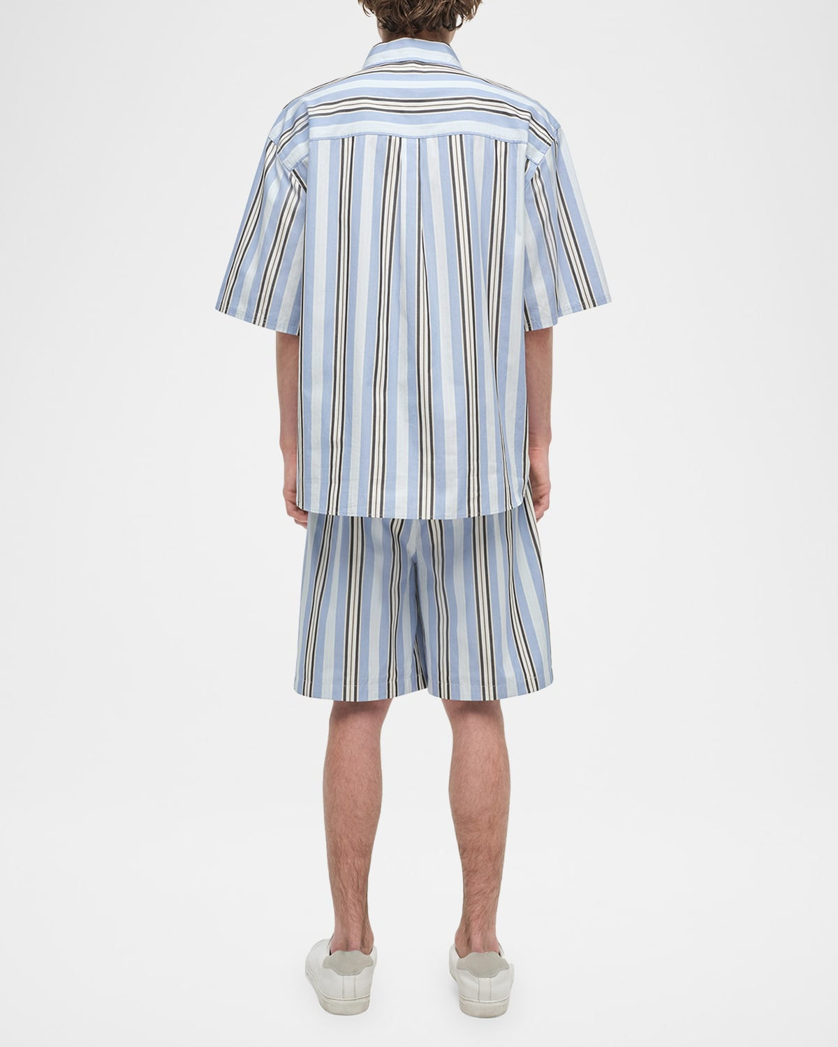 Men's Deacon Oversized Fit Poplin Stripe Short-Sleeve Shirt - 3