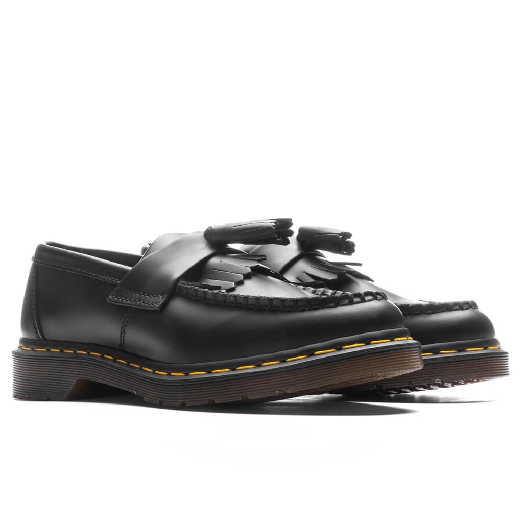 ADRIAN YELLOW STITCH LEATHER TASSEL LOAFERS - BLACK SMOOTH - 2