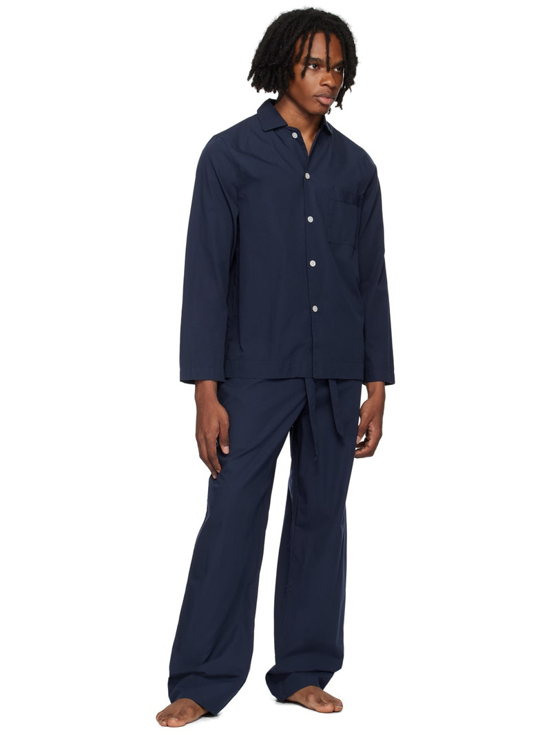 TEKLA Navy Long Sleeve Pyjama Shirt outlook