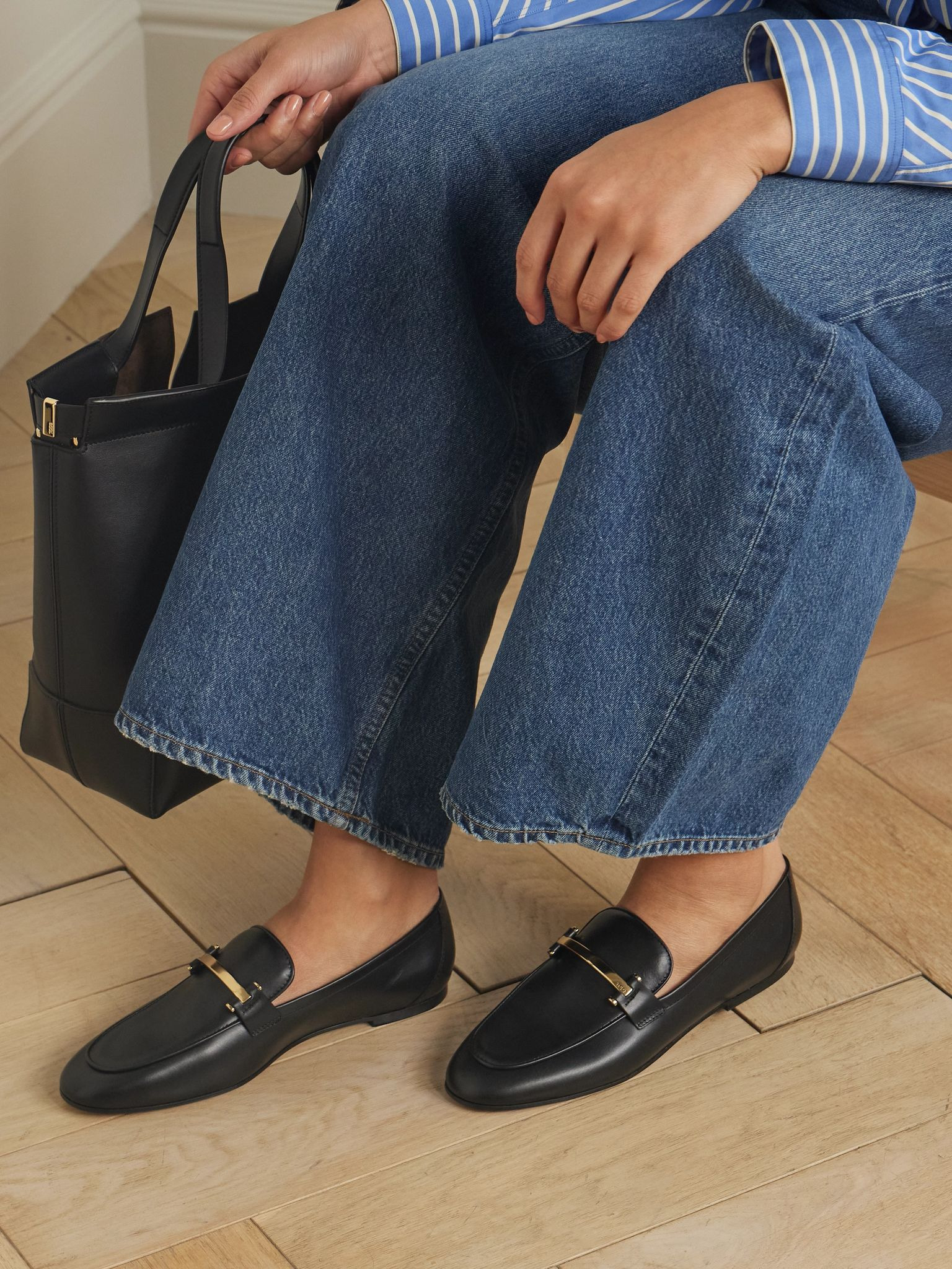 Embellished leather loafers Black - 2