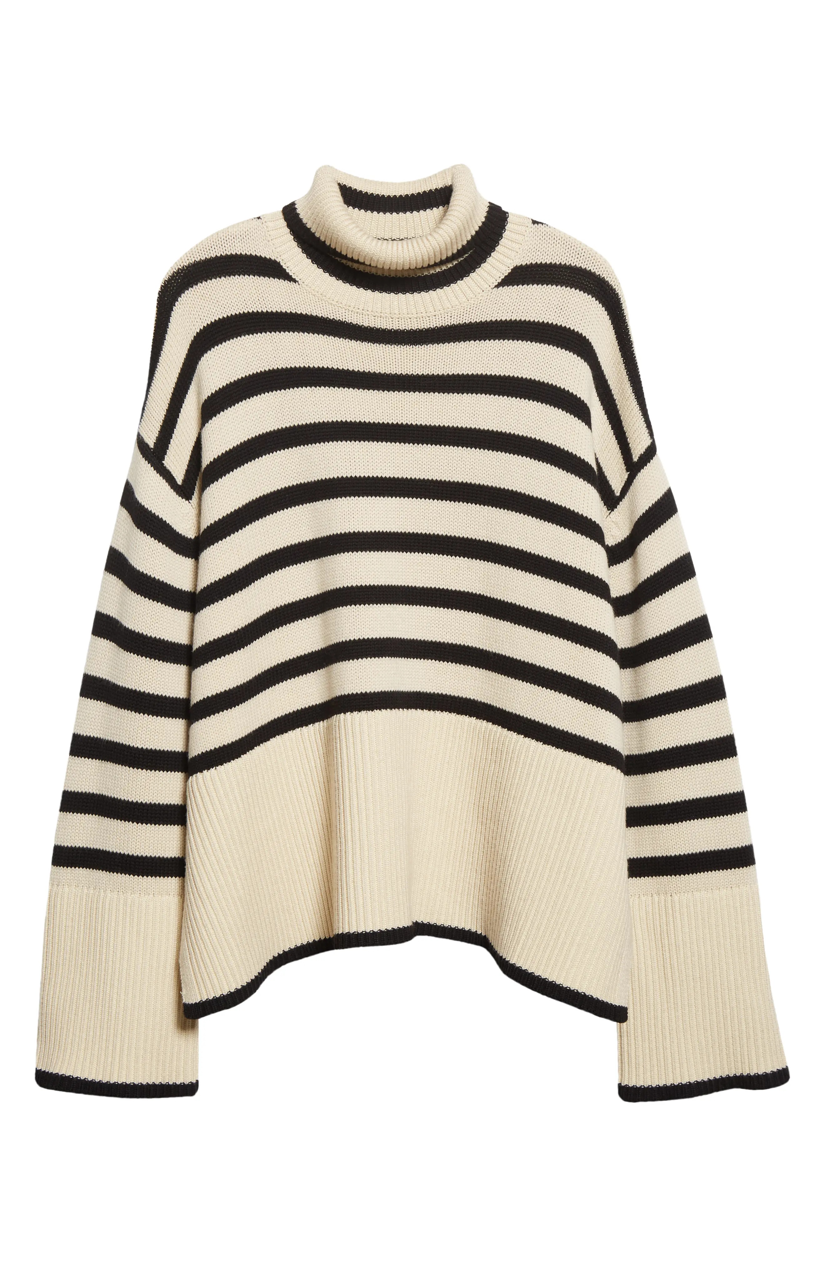 Stripe Wool Blend Turtleneck Sweater - 6