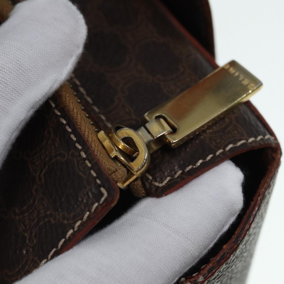 CELINE Macadam Canvas Hand Bag Pvc Brown - 10