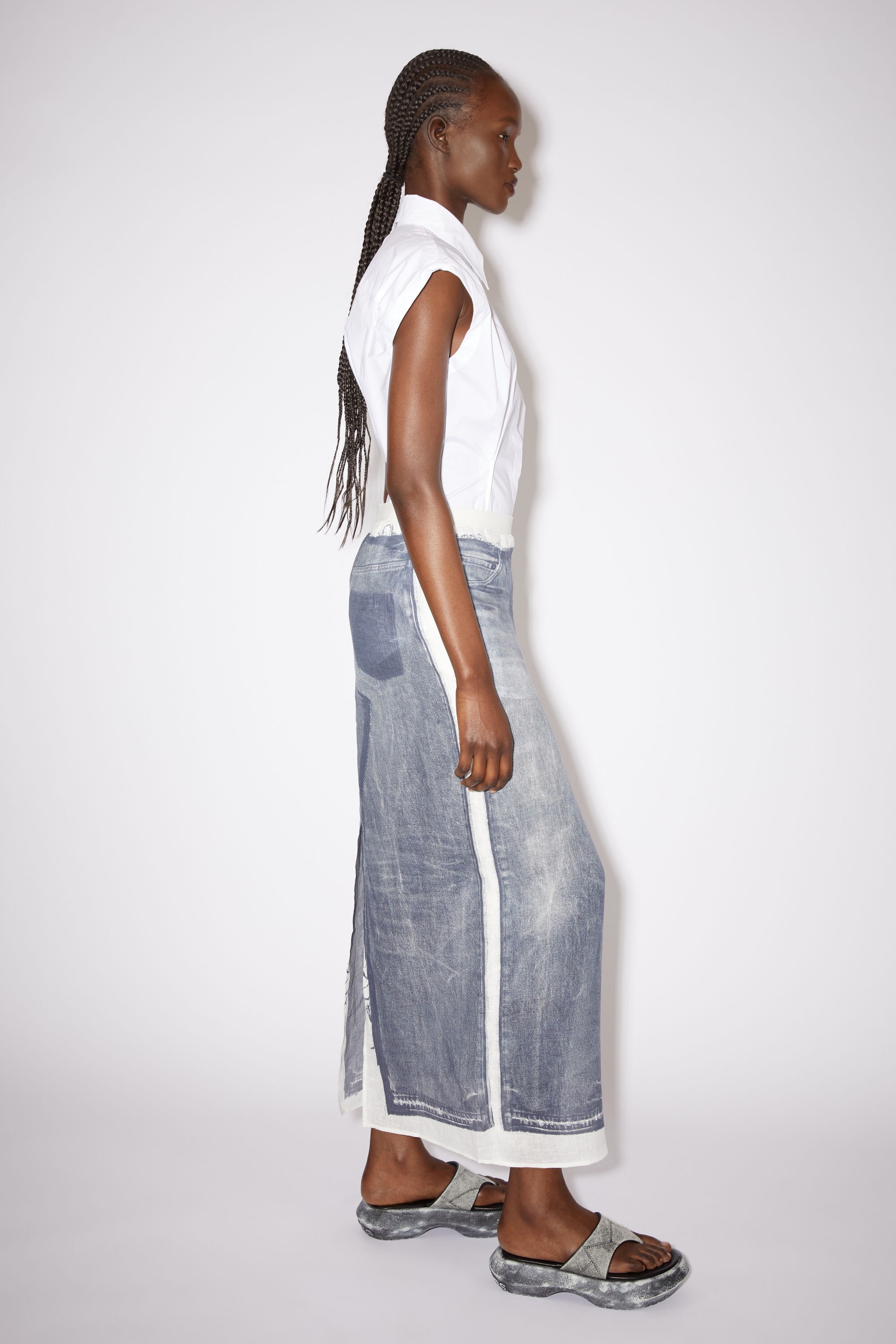 Denim print skirt - Denim blue - 4