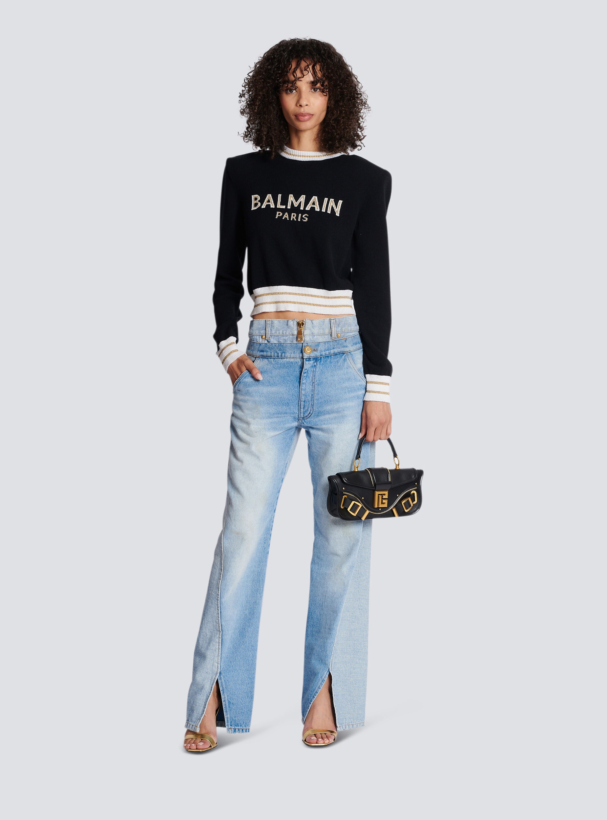 Cropped wool jumper with Balmain logo - 2