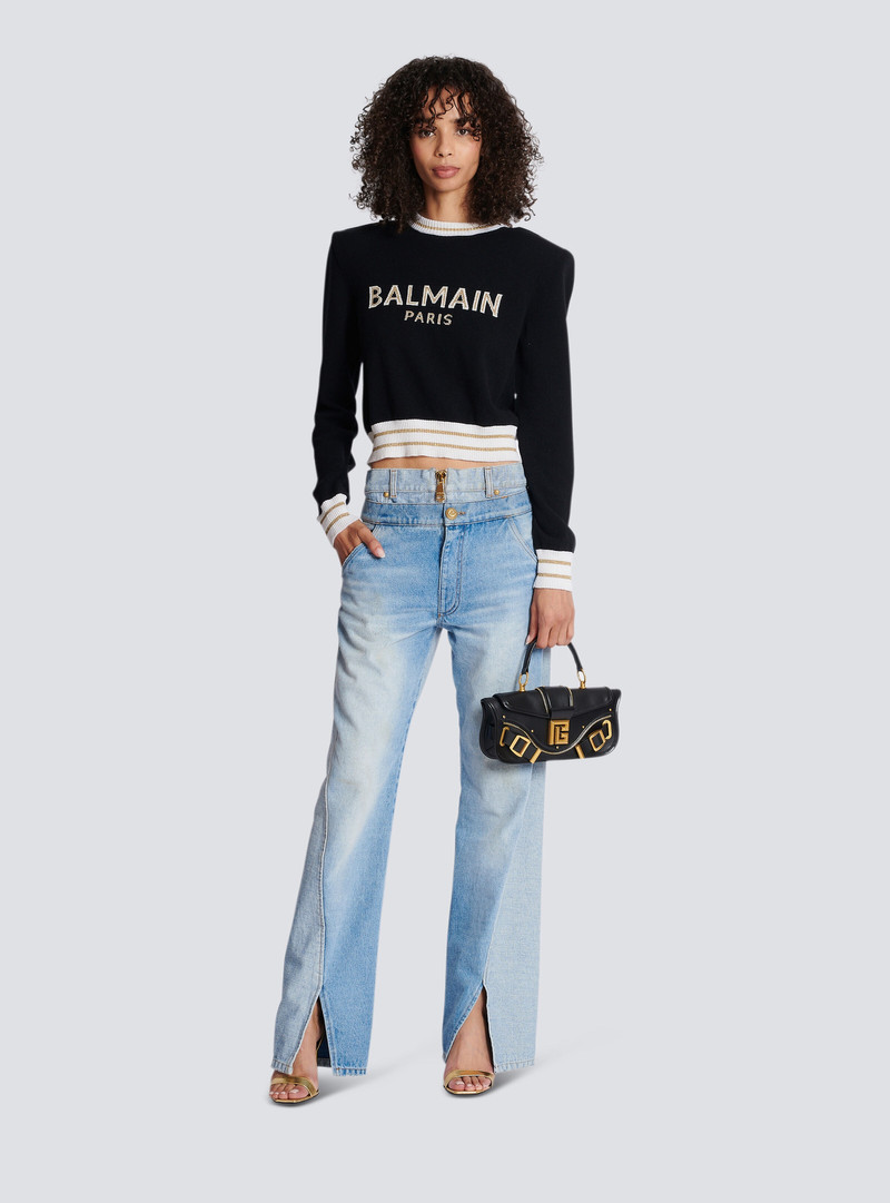 Balmain Cropped wool jumper with Balmain logo outlook