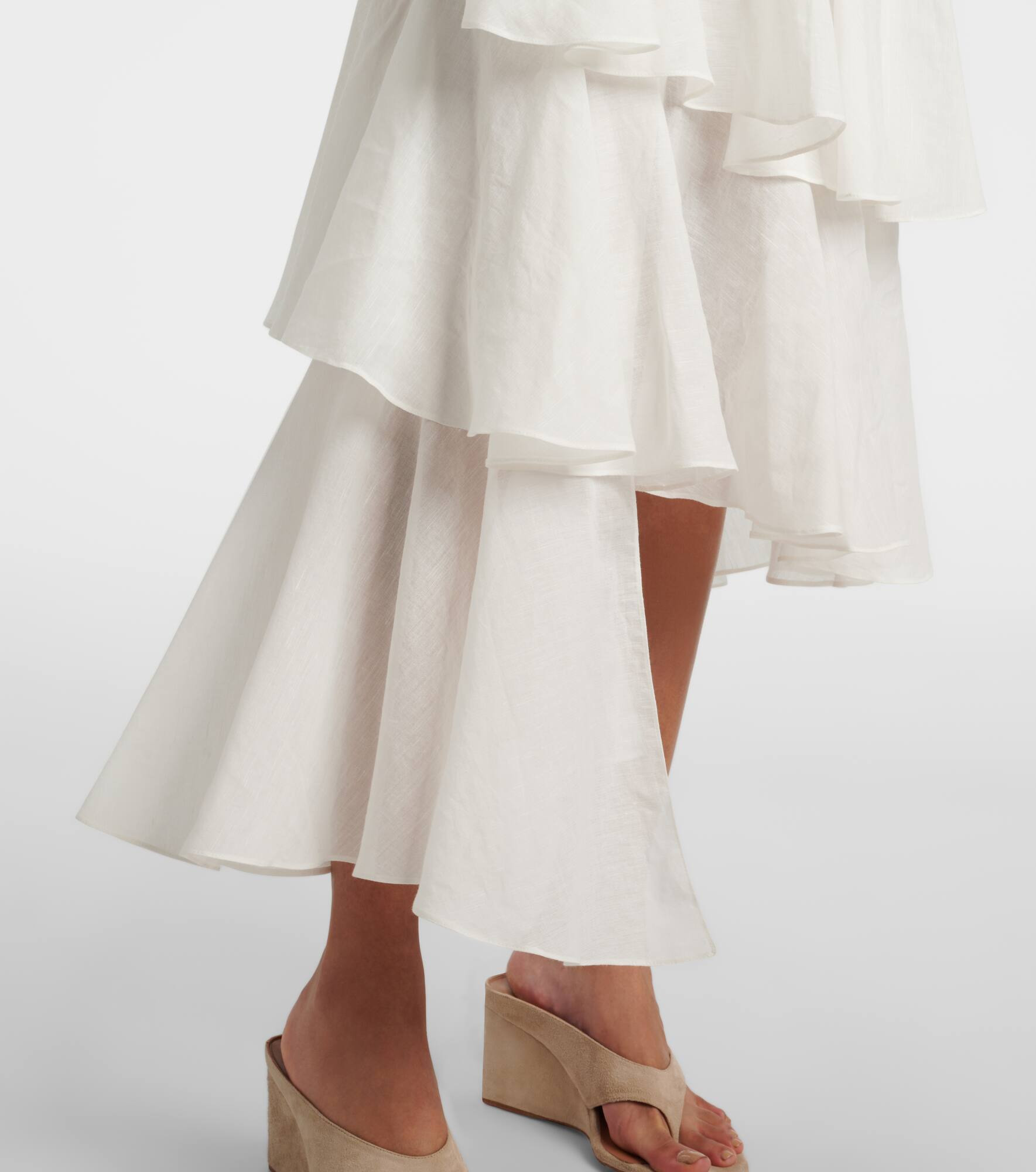 Asymmetric cotton and linen maxi skirt - 5
