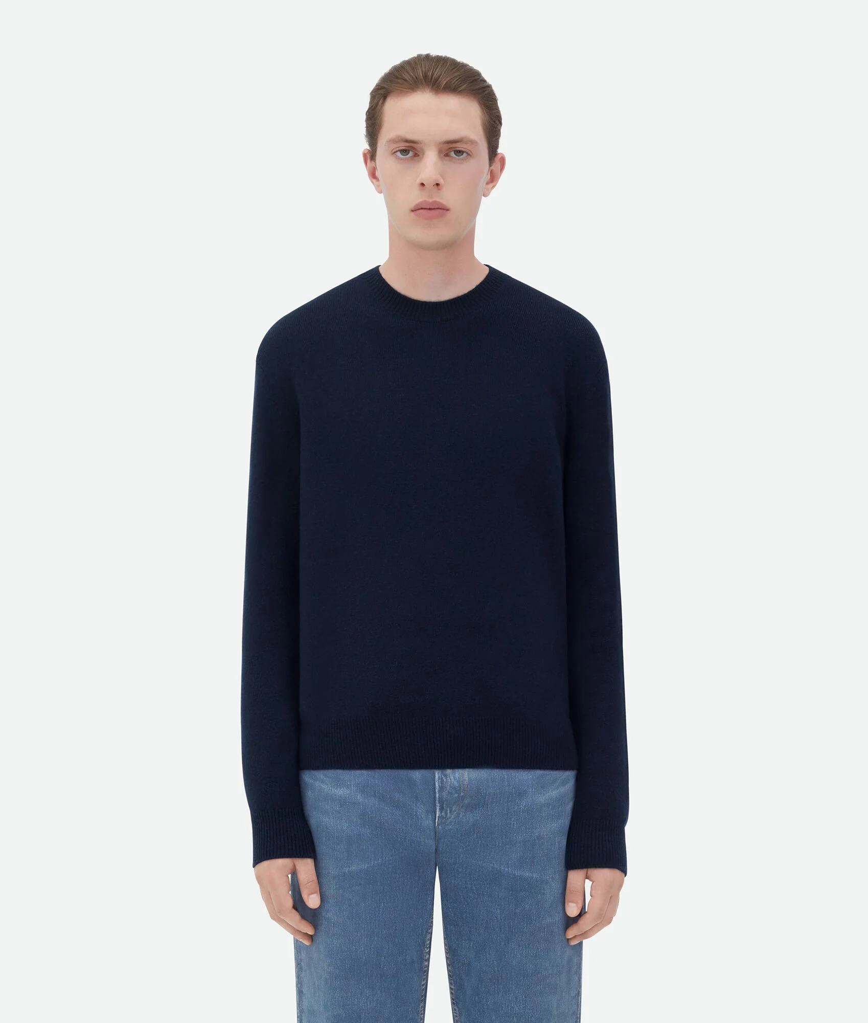 Cashmere Jumper With Intrecciato Leather Patches - 1