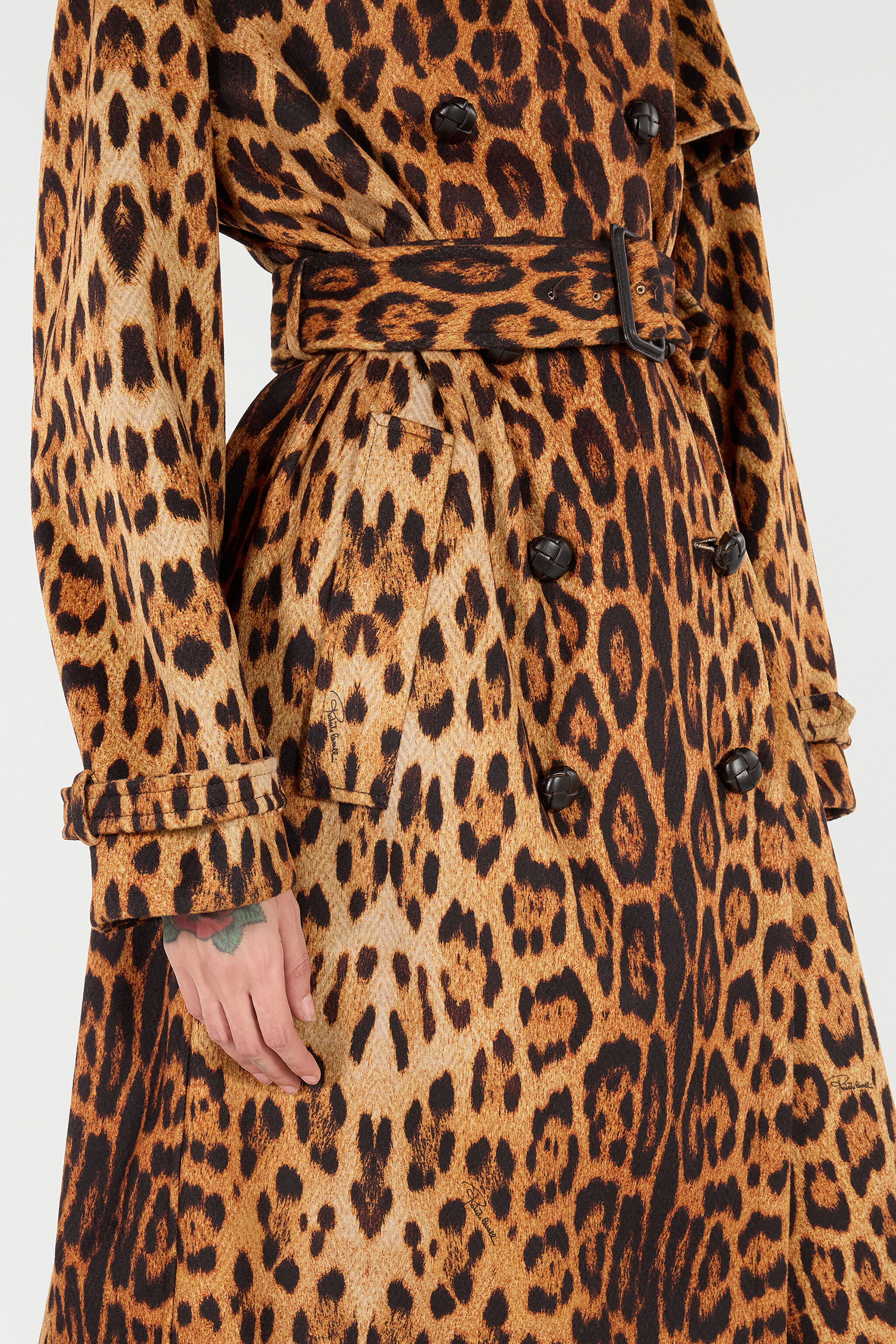 Long Trench Coat With Jaguar Skin Print - 7