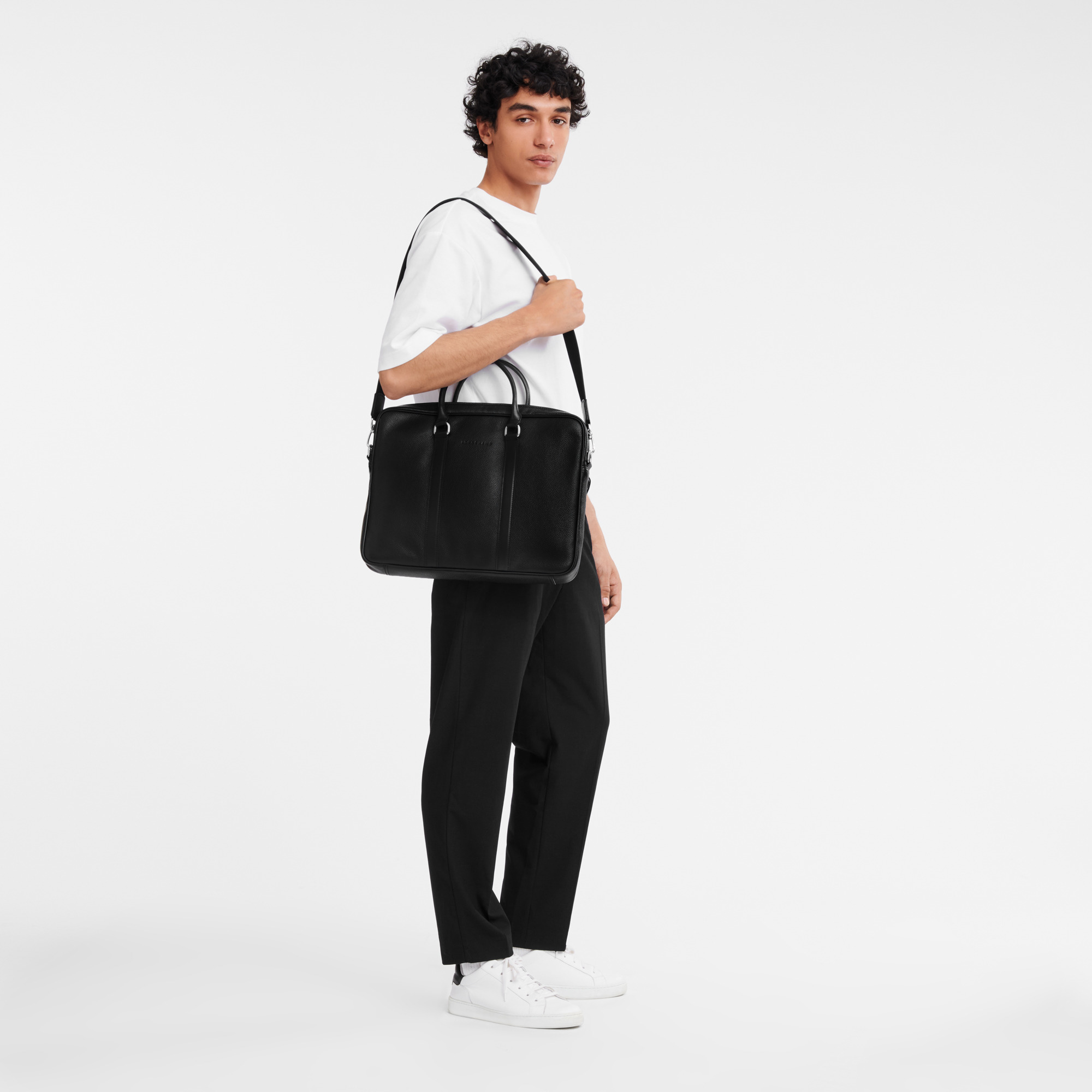 Le Foulonné S Briefcase Black - Leather - 2