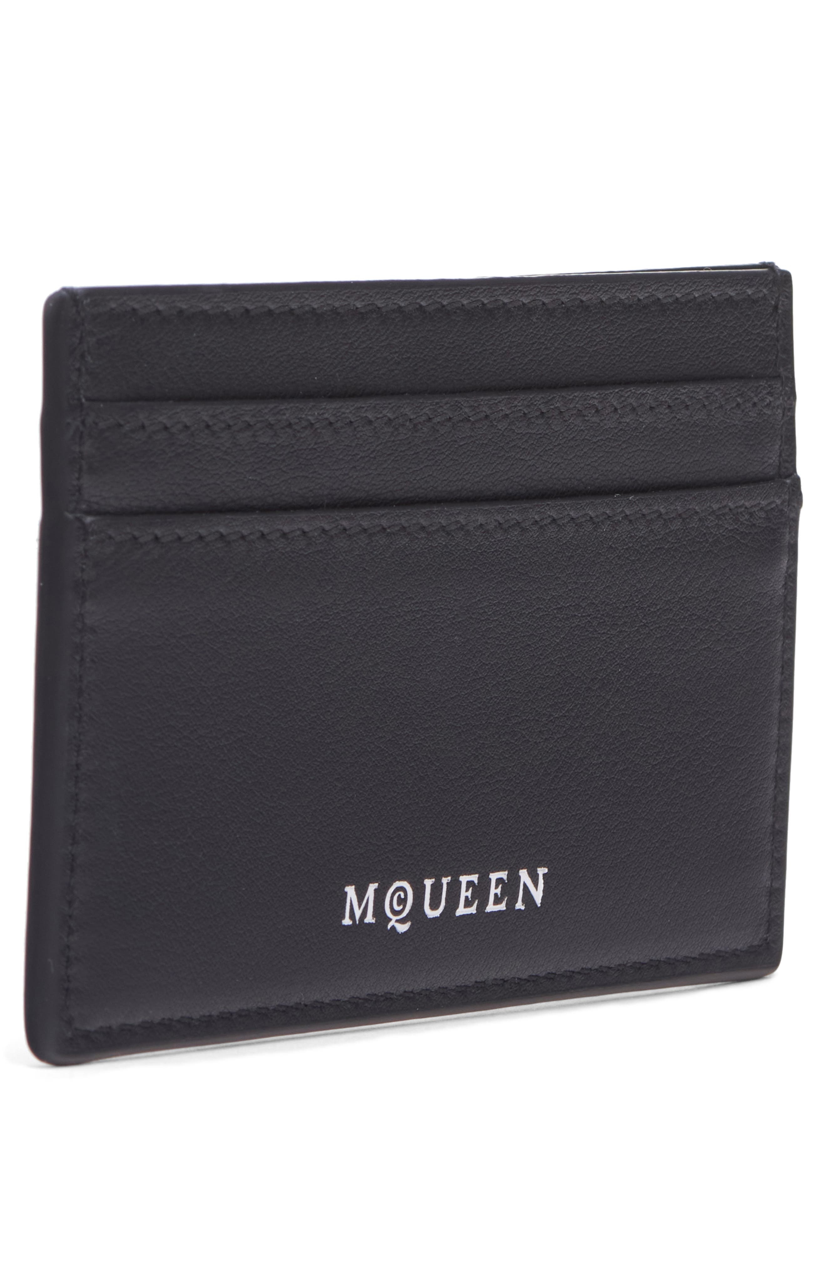 McQueen Leather Card Case in Black/Silver at Nordstrom - 2