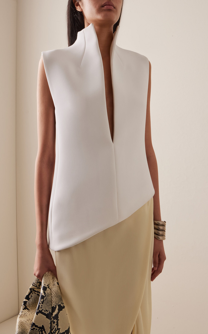 KHAITE Von Asymmetric Crepe Top white outlook