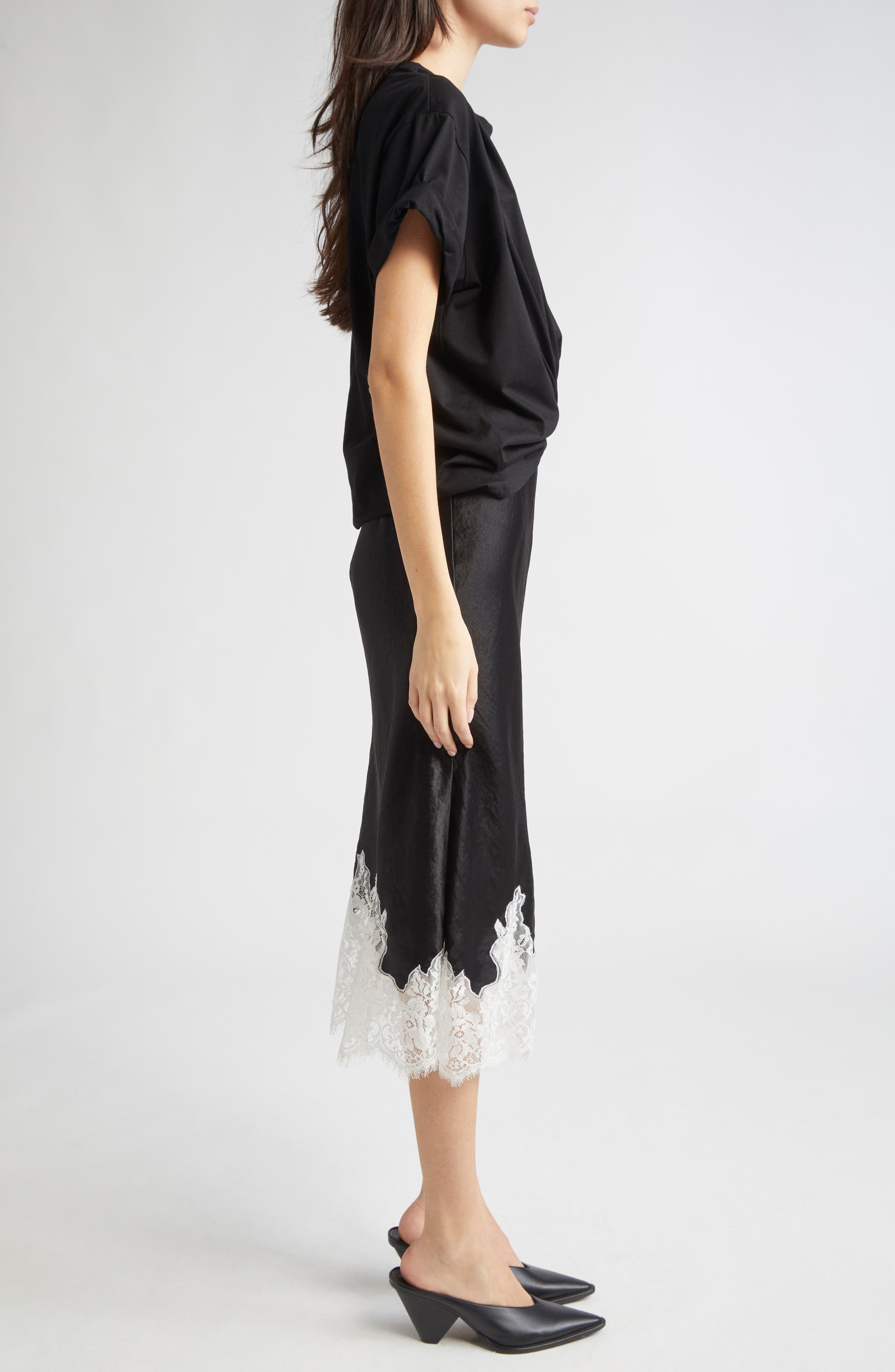 3.1 Phillip Lim Mixed Media Short Sleeve Dress in Black-White Multi at Nordstrom - 3