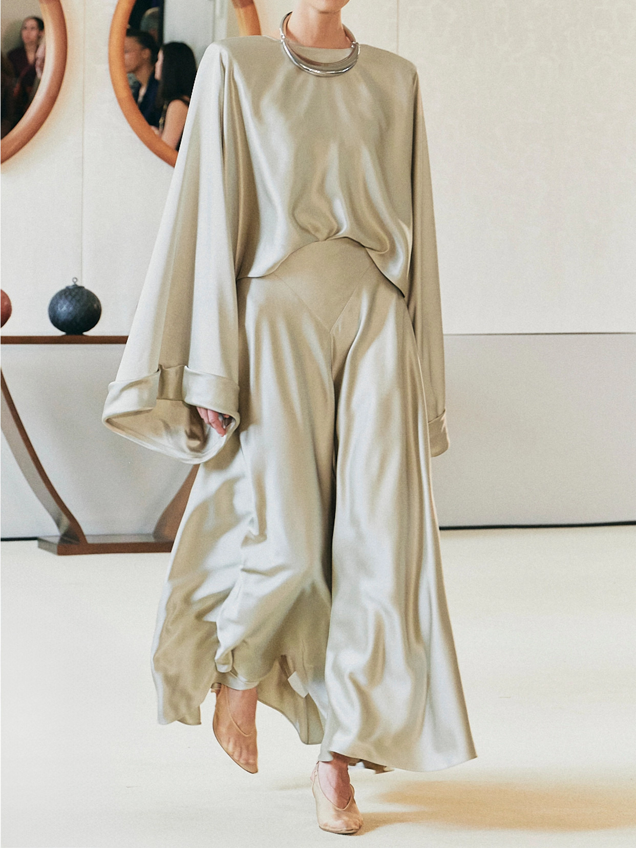 Ames Pleated Satin Maxi Skirt - 5