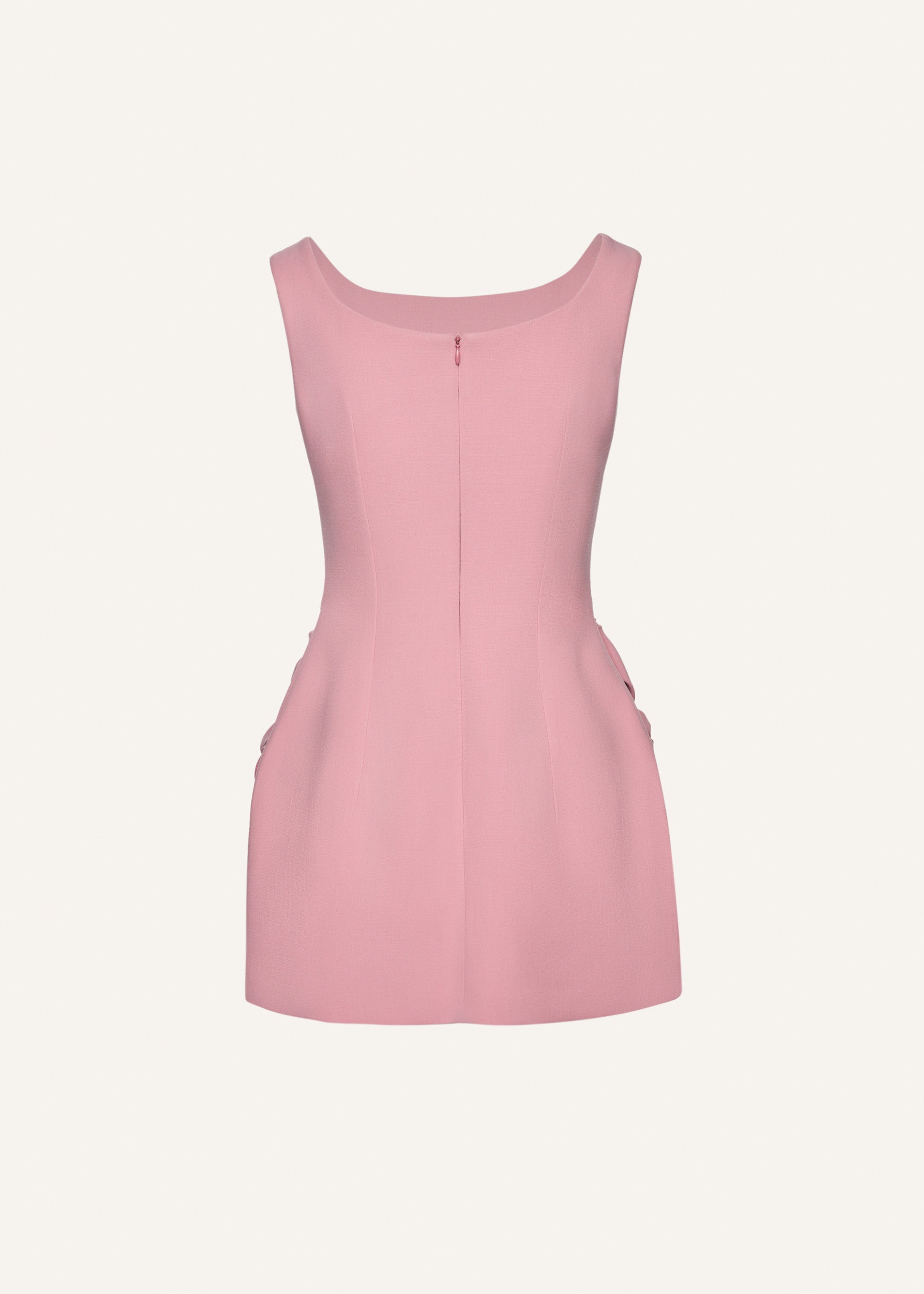 Rose hip wool mini dress in pink - 2