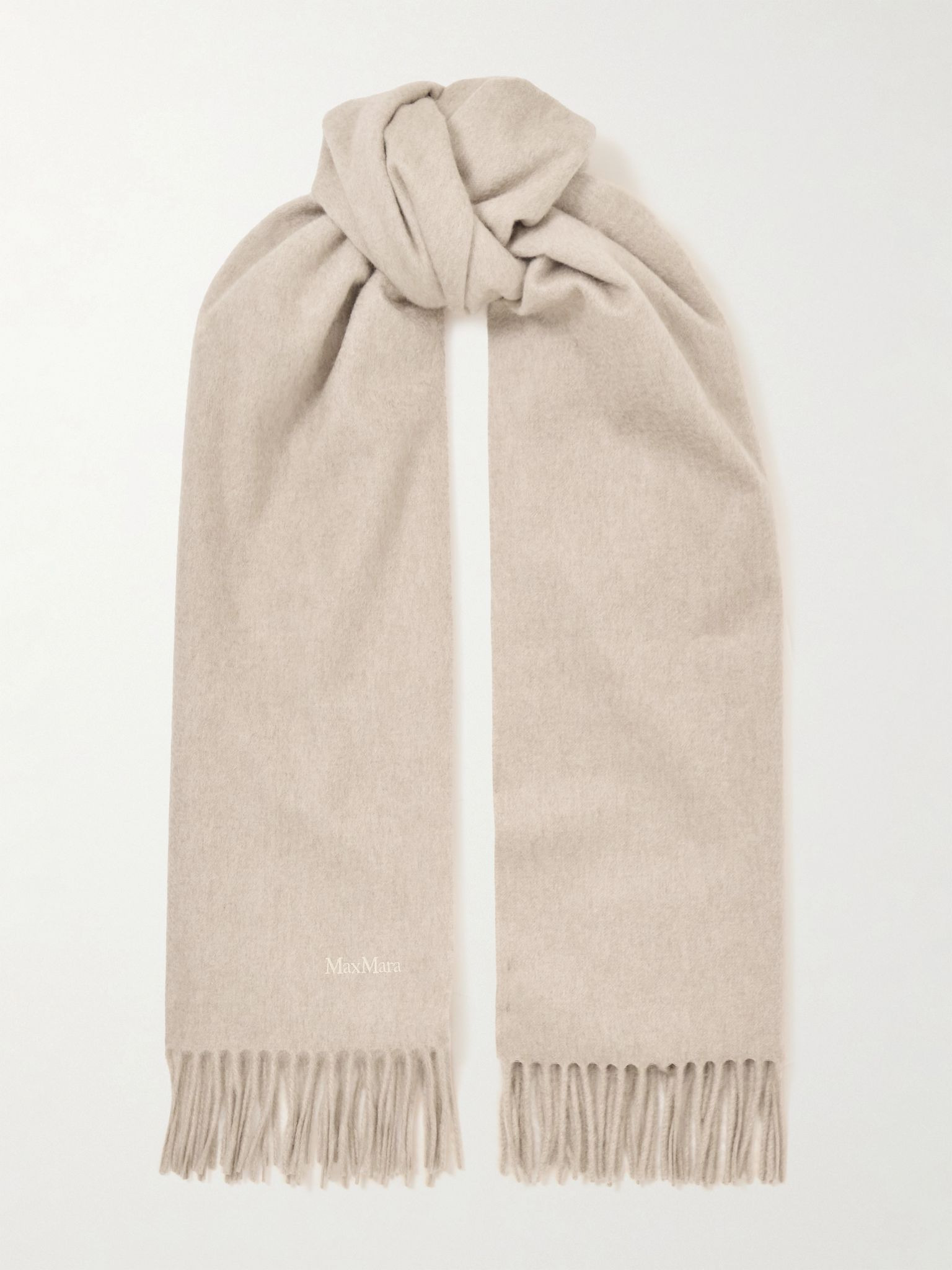 Baci fringed embroidered cashmere scarf Beige - 1