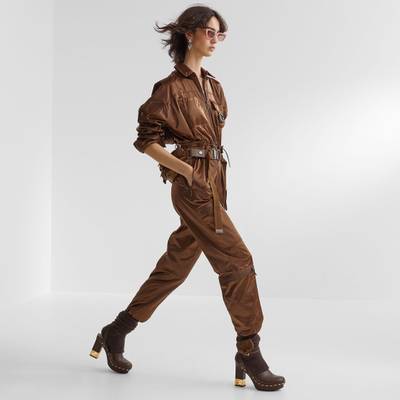 FENDI Cargo trouser jumpsuit with front zipper closure and four zipper pockets on the legs. Shirt collar w outlook