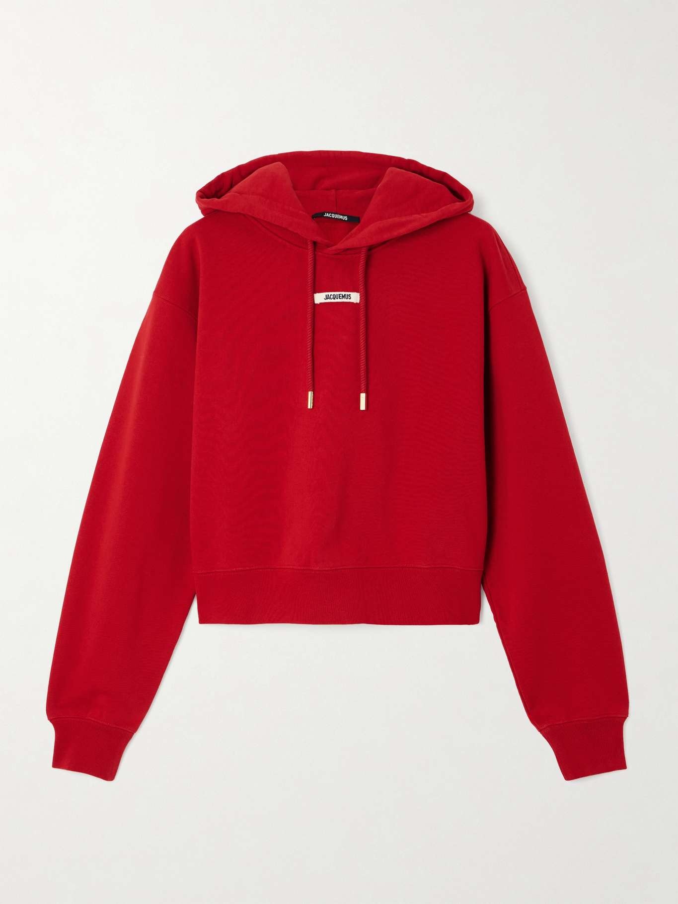 Grosgrain-trimmed cotton-jersey hoodie - 1