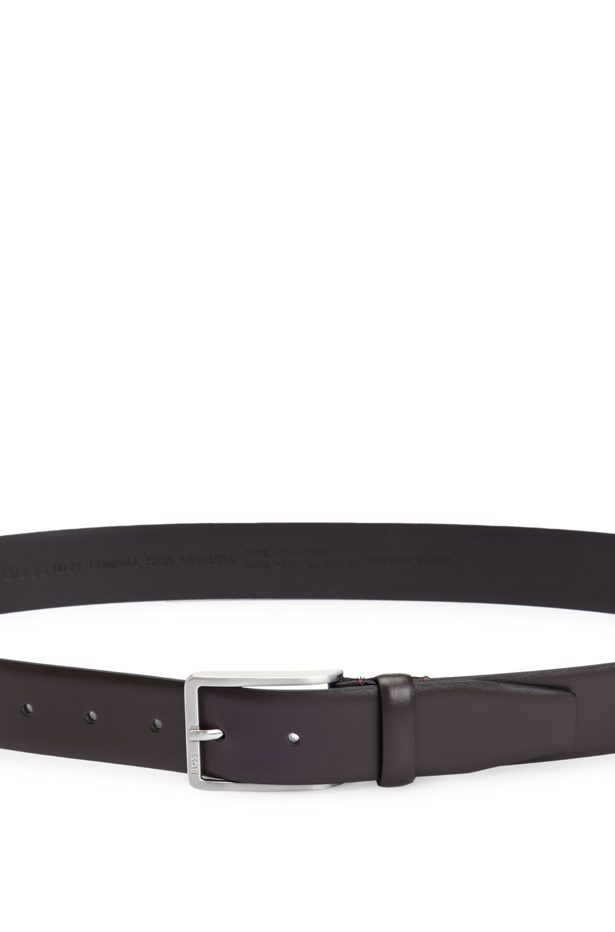 ITALIAN-MADE LEATHER BELT WITH ENGRAVED-LOGO BUCKLE - 4