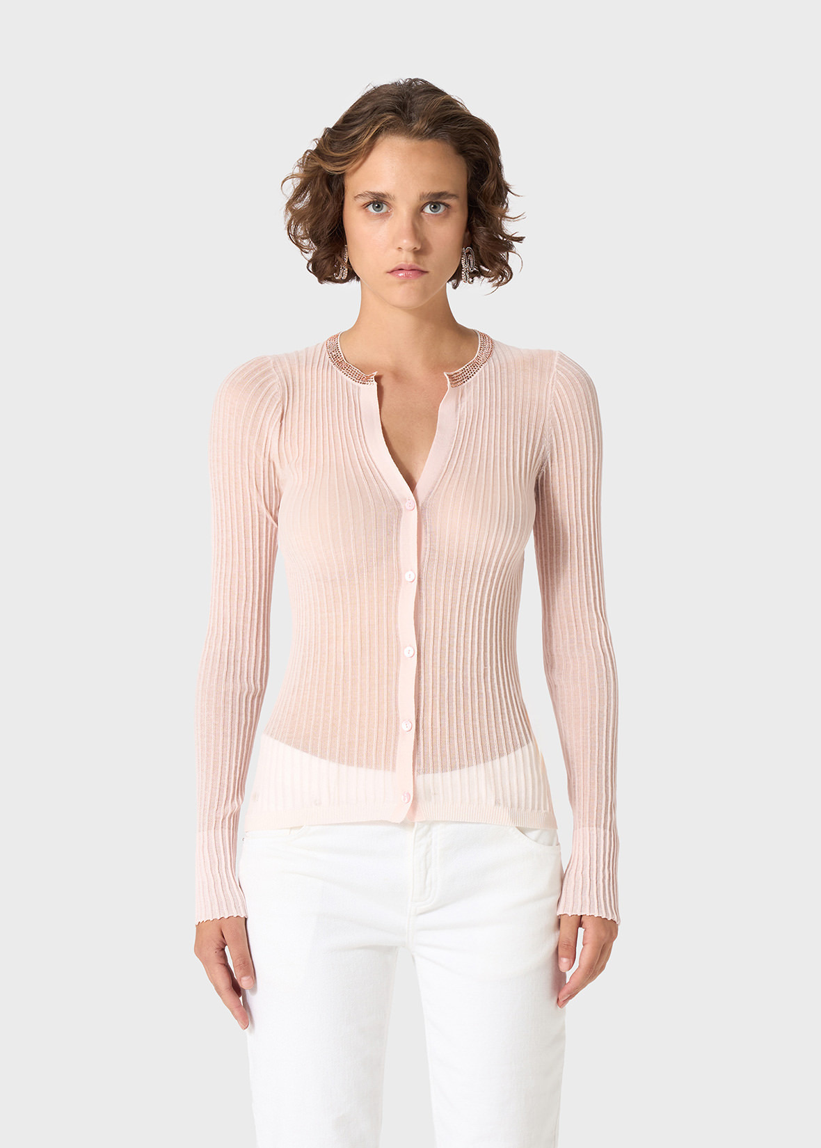 RIBBED SWEATER WITH RHINESTONE APPLIQUE - 3