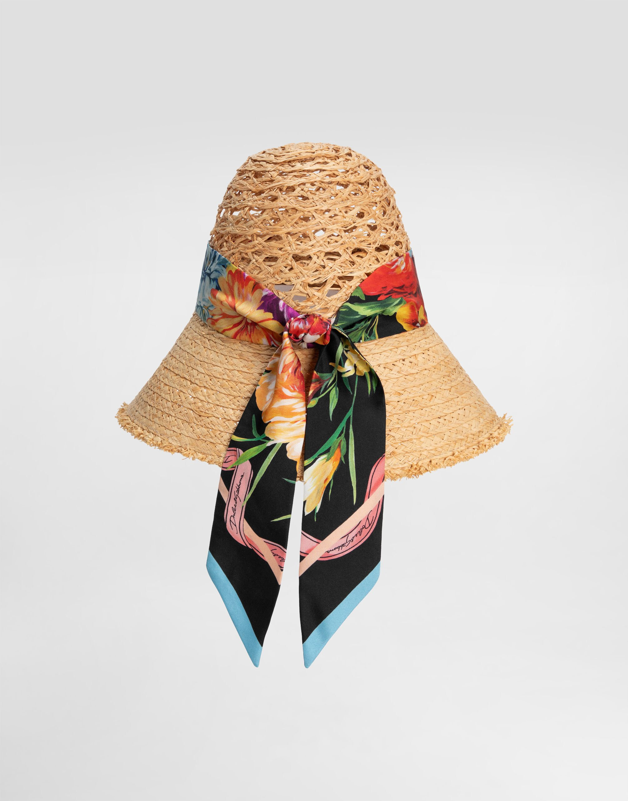 Straw hat with bandeau scarf - 4
