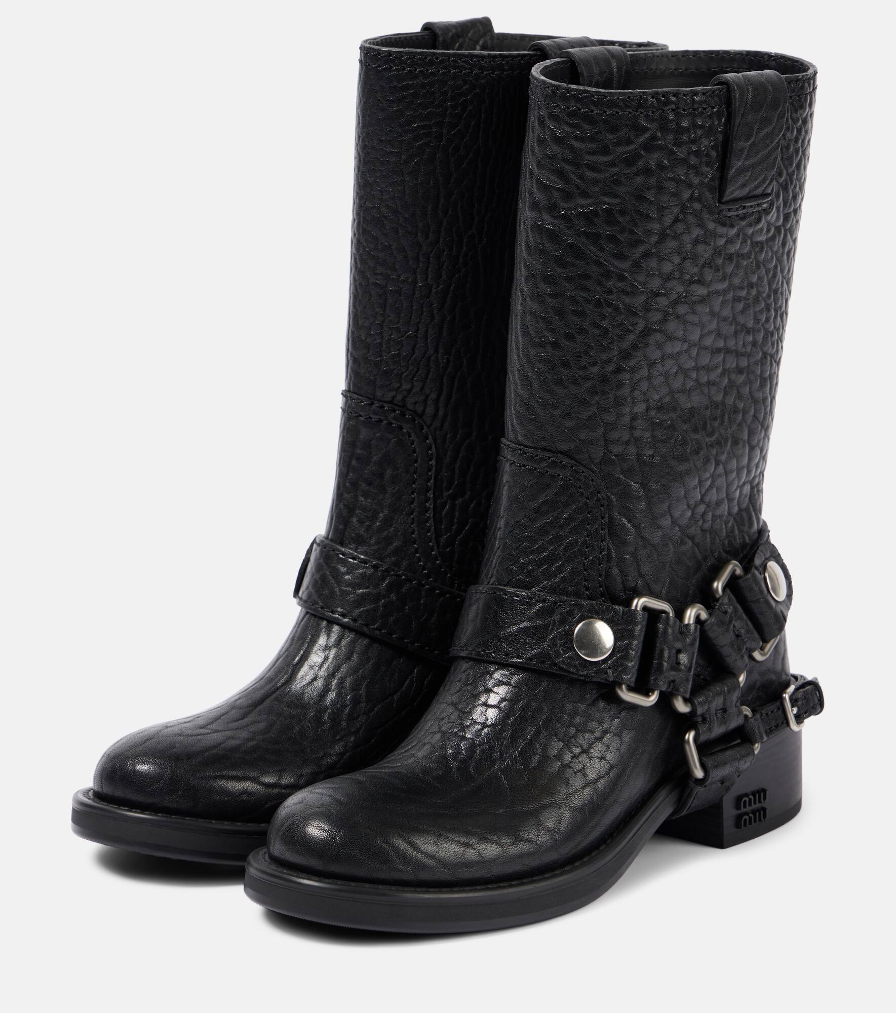 Leather biker boots - 4