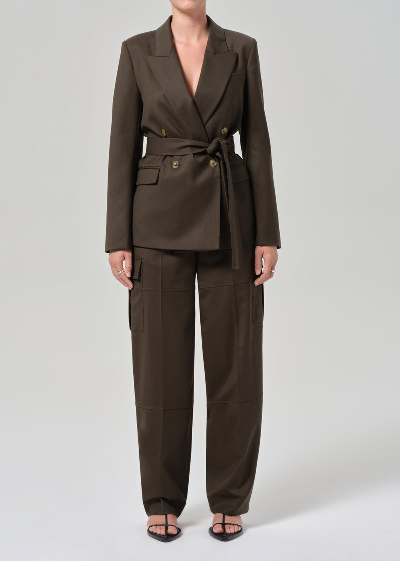 Belted Peak Label Blazer In Tobacco 1