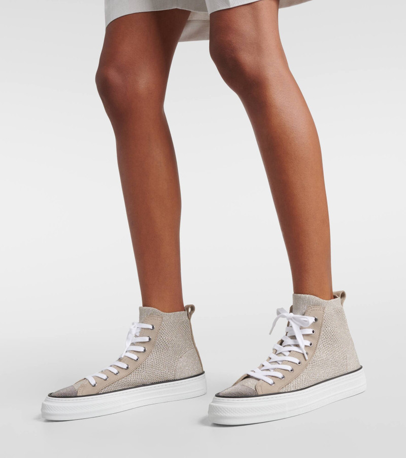 Leather-trimmed high-top sneakers 4