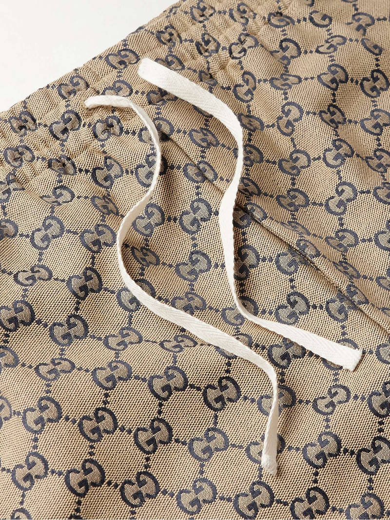 Straight-Leg Logo-Jacquard Cotton-Blend Drawstring Trousers 3