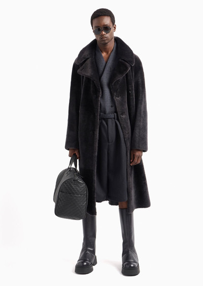 EMPORIO ARMANI Reversible, double-breasted sheepskin coat in Italian merino shearling outlook