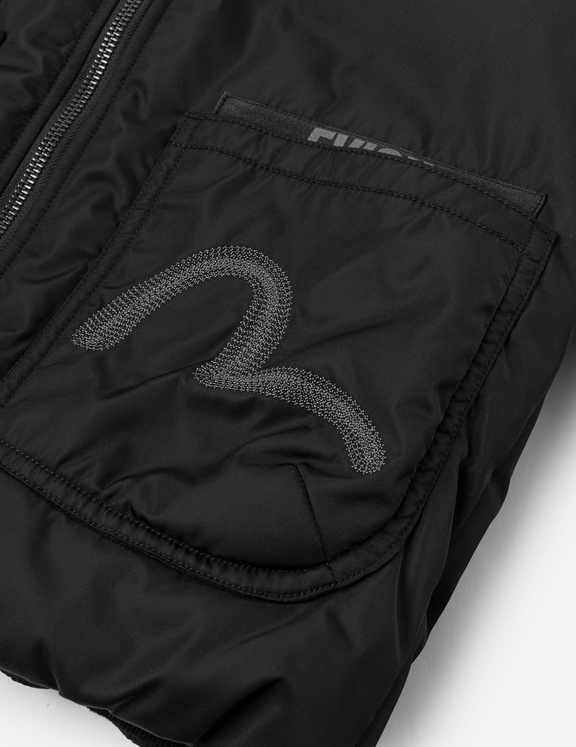 Fuzzy Cat Appliqué and Logo Embroidery Drop-Shoulder Bomber Jacket - 10