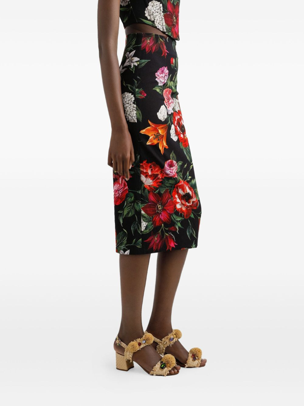 Anemone-print midi skirt - 4