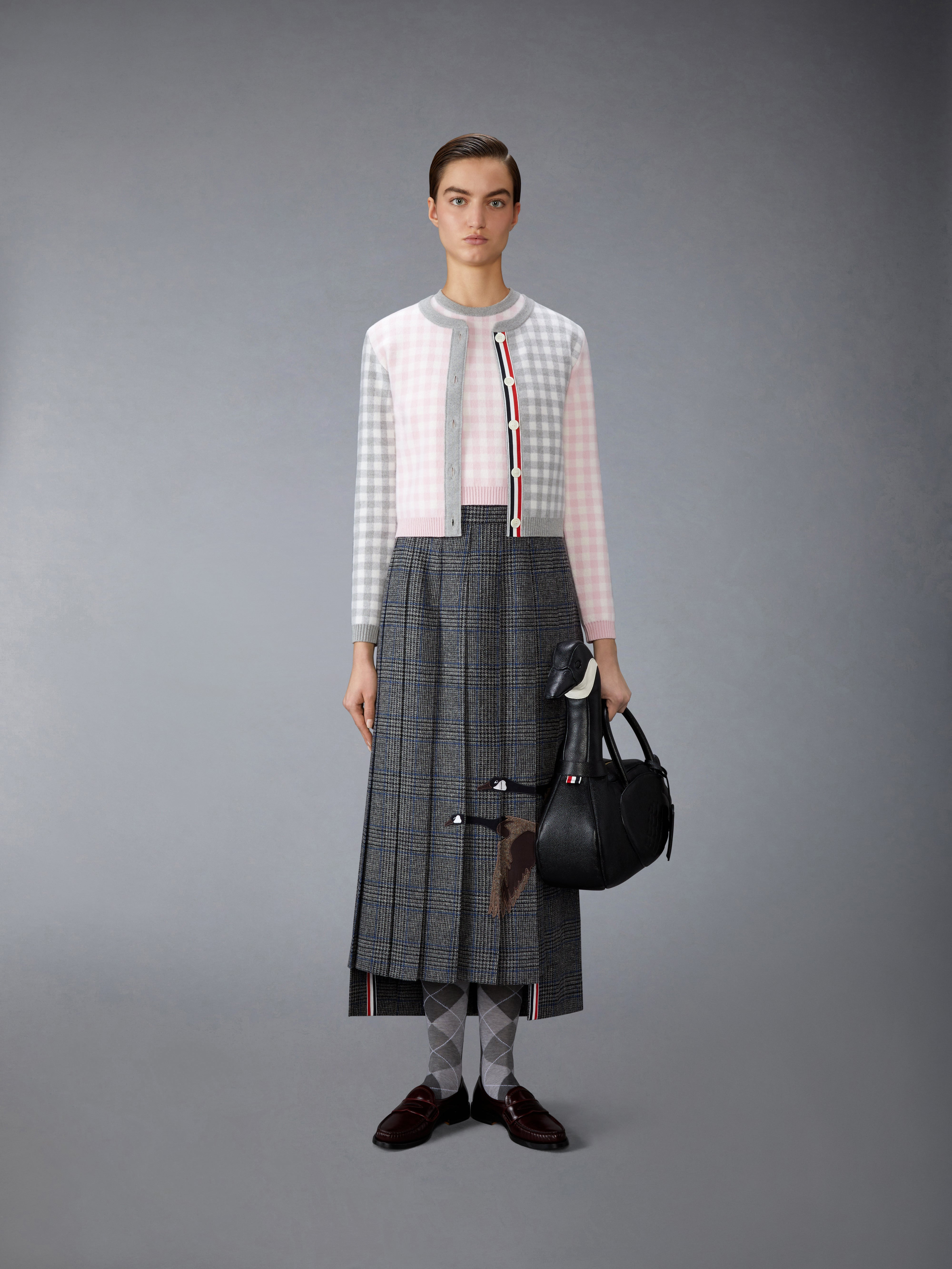 FUNMIX GINGHAM CHECK JACQUARD MERINO WOOL CARDIGAN - 4
