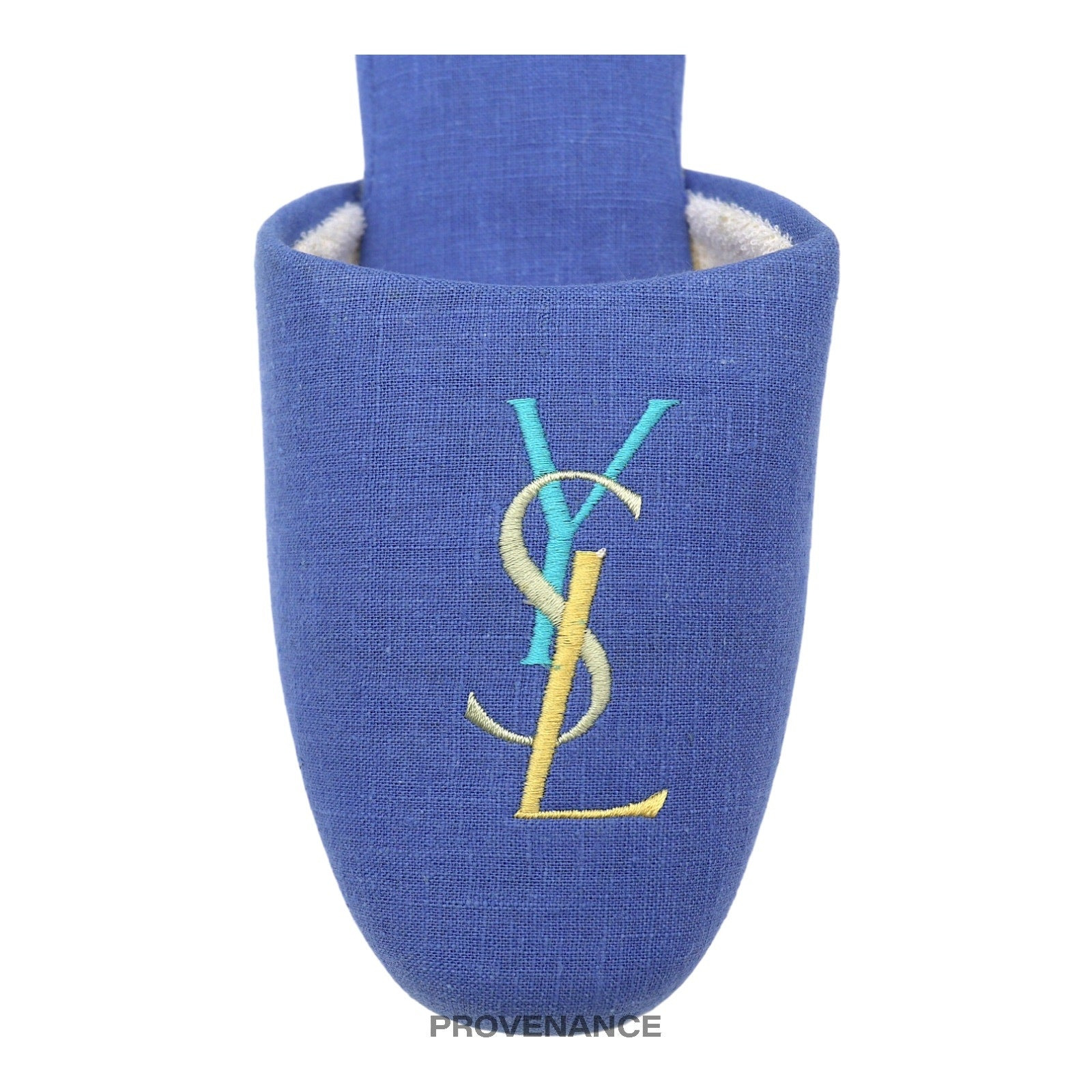 Yves Saint Laurent YSL Logo Slipper - Blue Canvas - 5