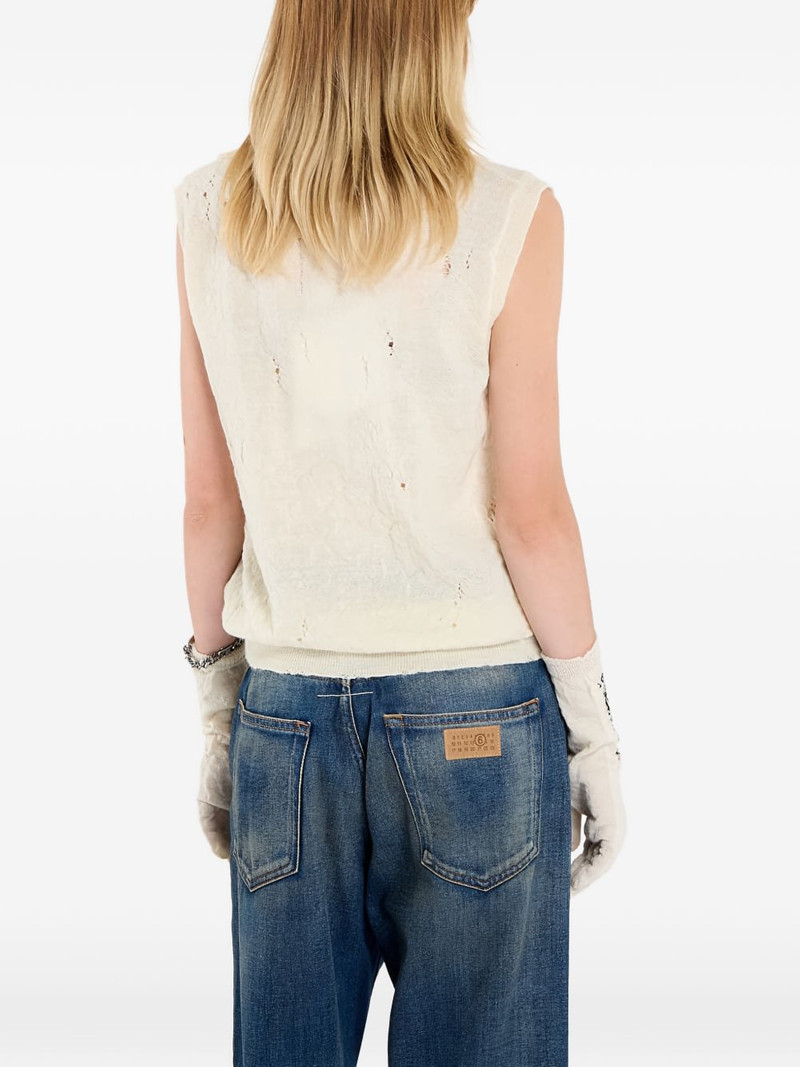 Numeric-logo distressed knitted vest 3