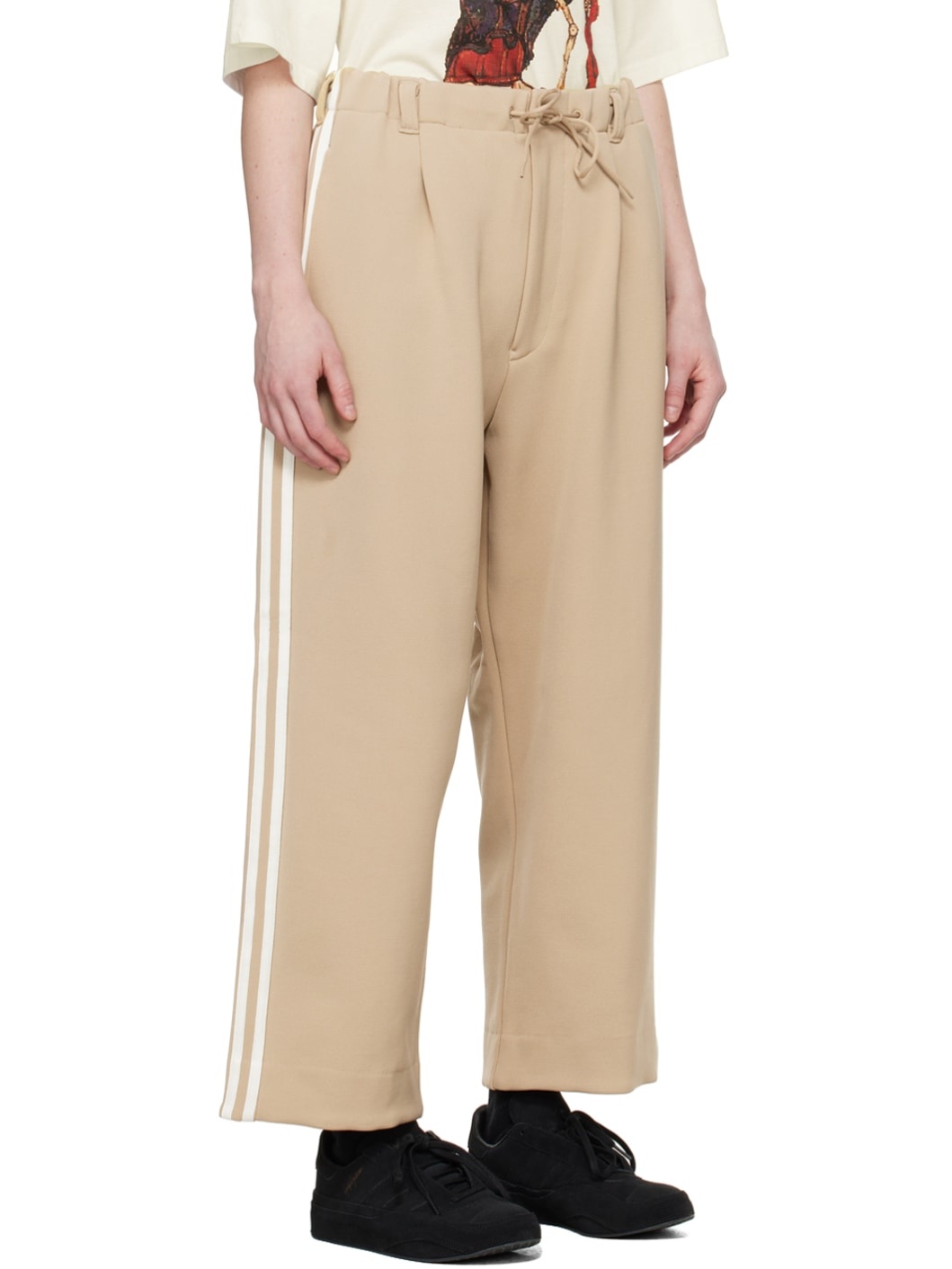 Beige 3-Stripes Track Pants - 2