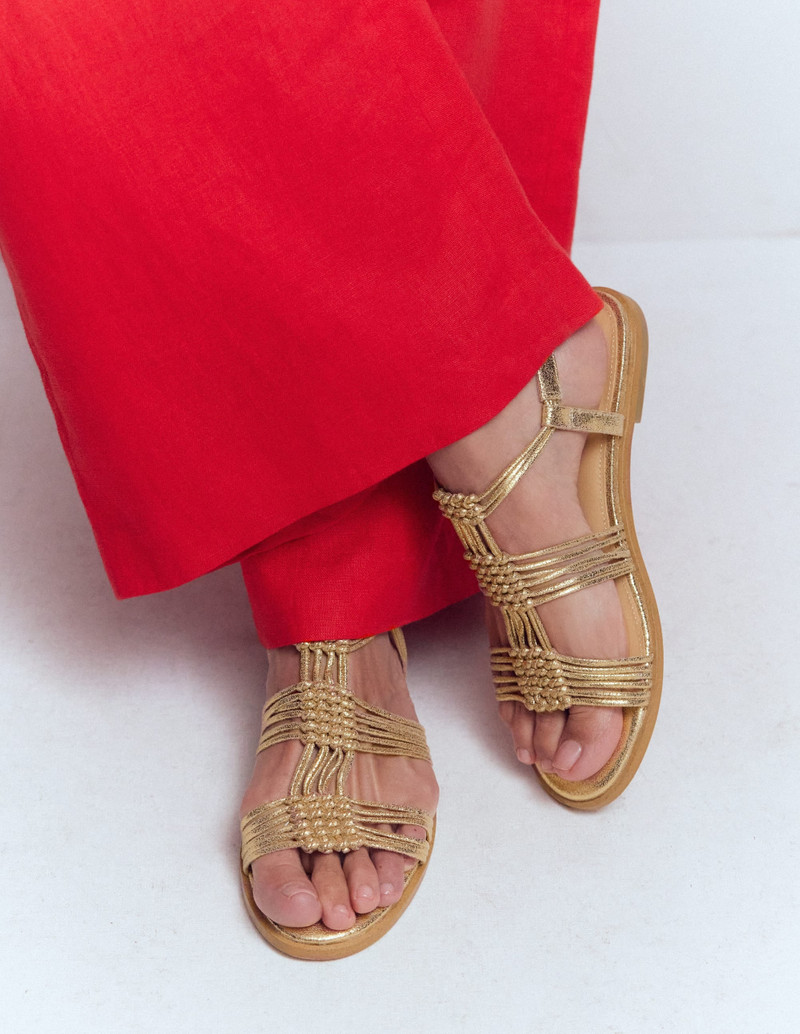 BODEN Multi Strap Knot Sandal-Gold outlook