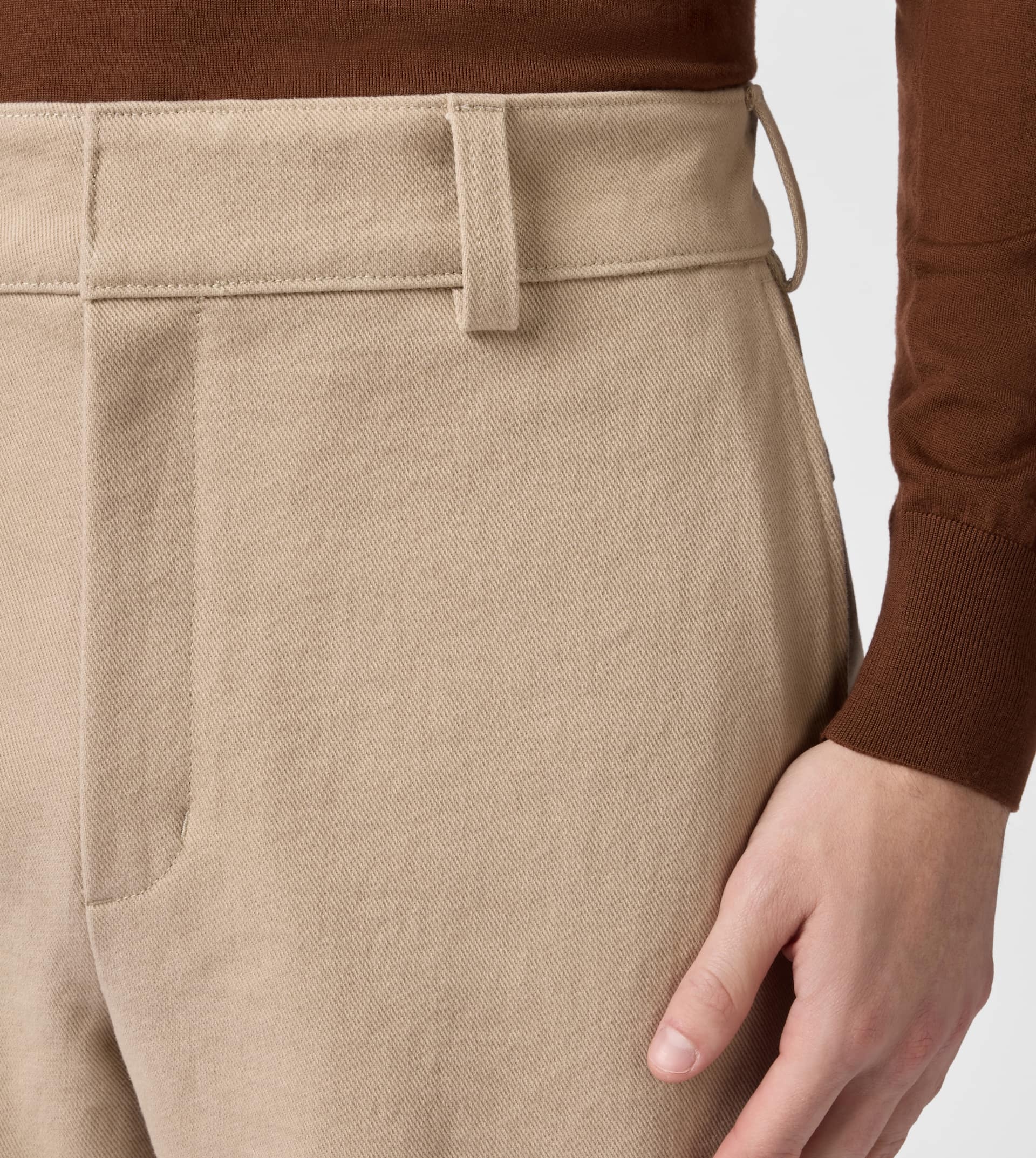 RELAXED FIT CHINO PANTS IN COTTON - BEIGE - 5