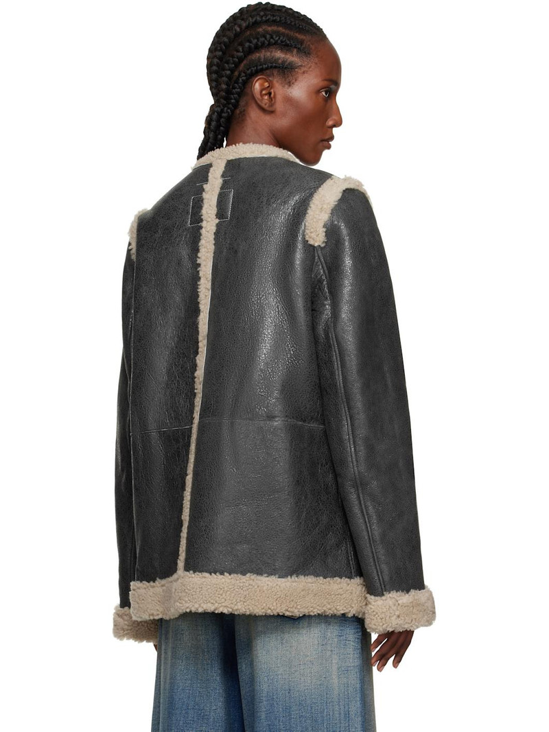 Black & Beige Sports Shearling Jacket 3