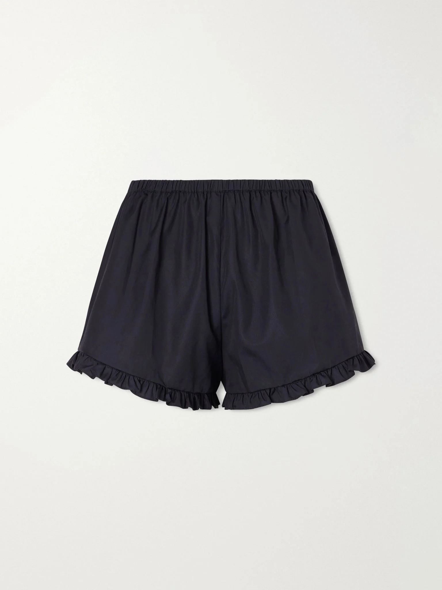 Ruffled cotton-poplin shorts Black - 1