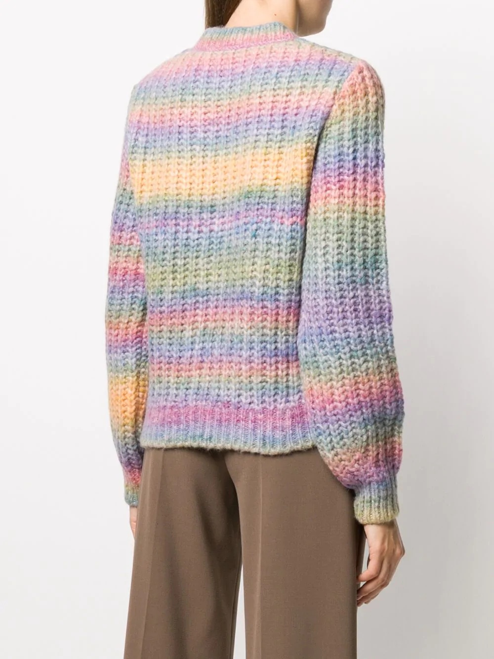 rainbow-stripe knitted jumper - 4