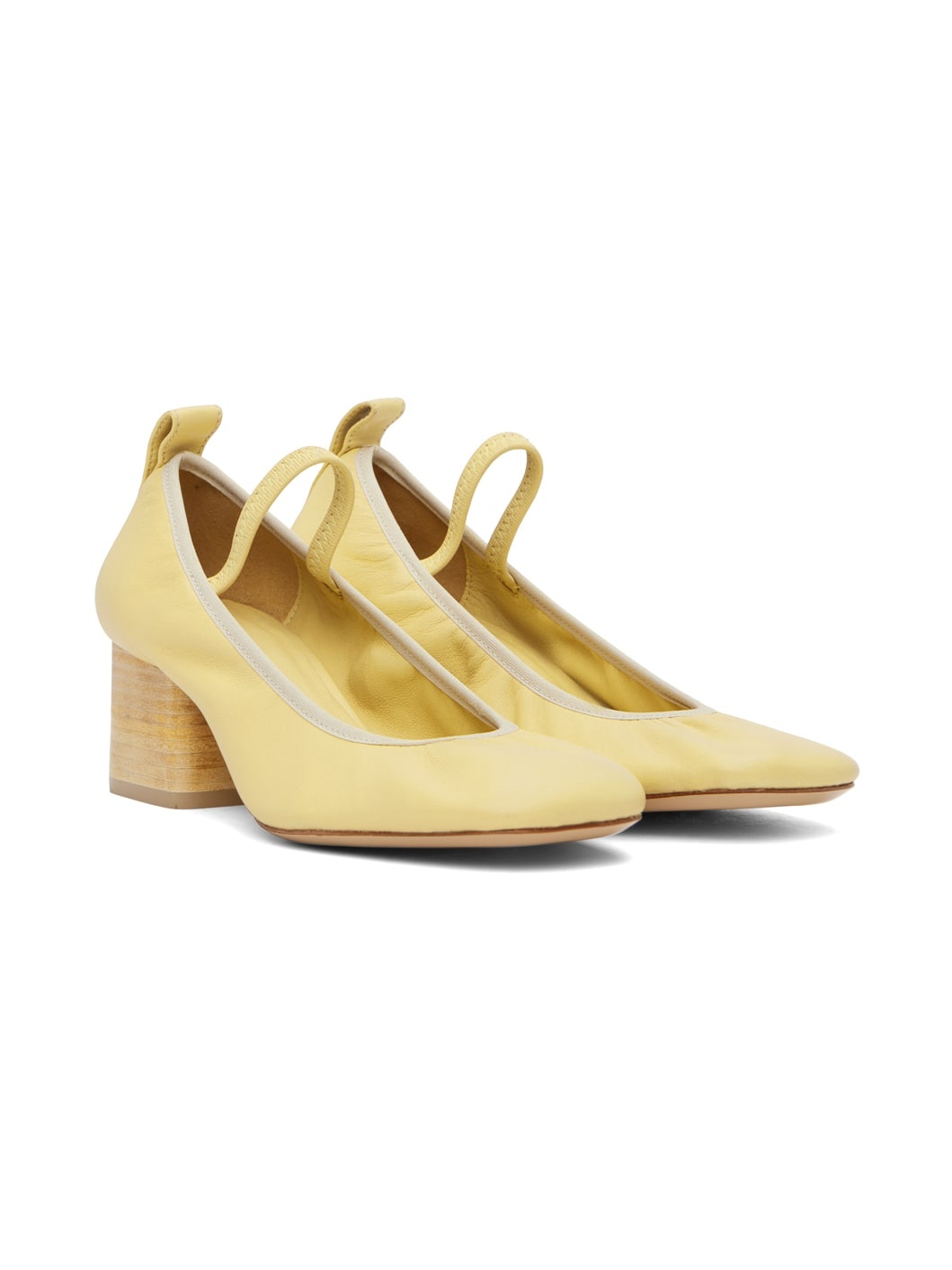 Yellow Square Ballerina Heels - 4
