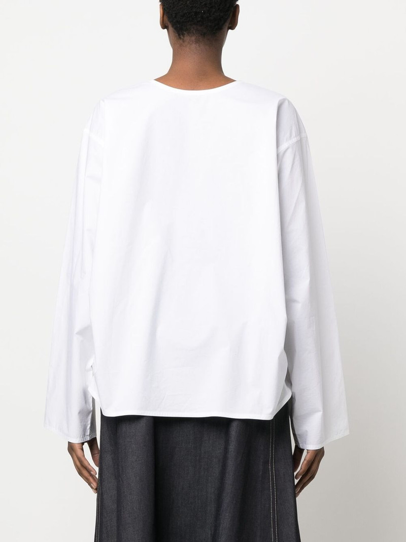 plain long-sleeve blouse 4