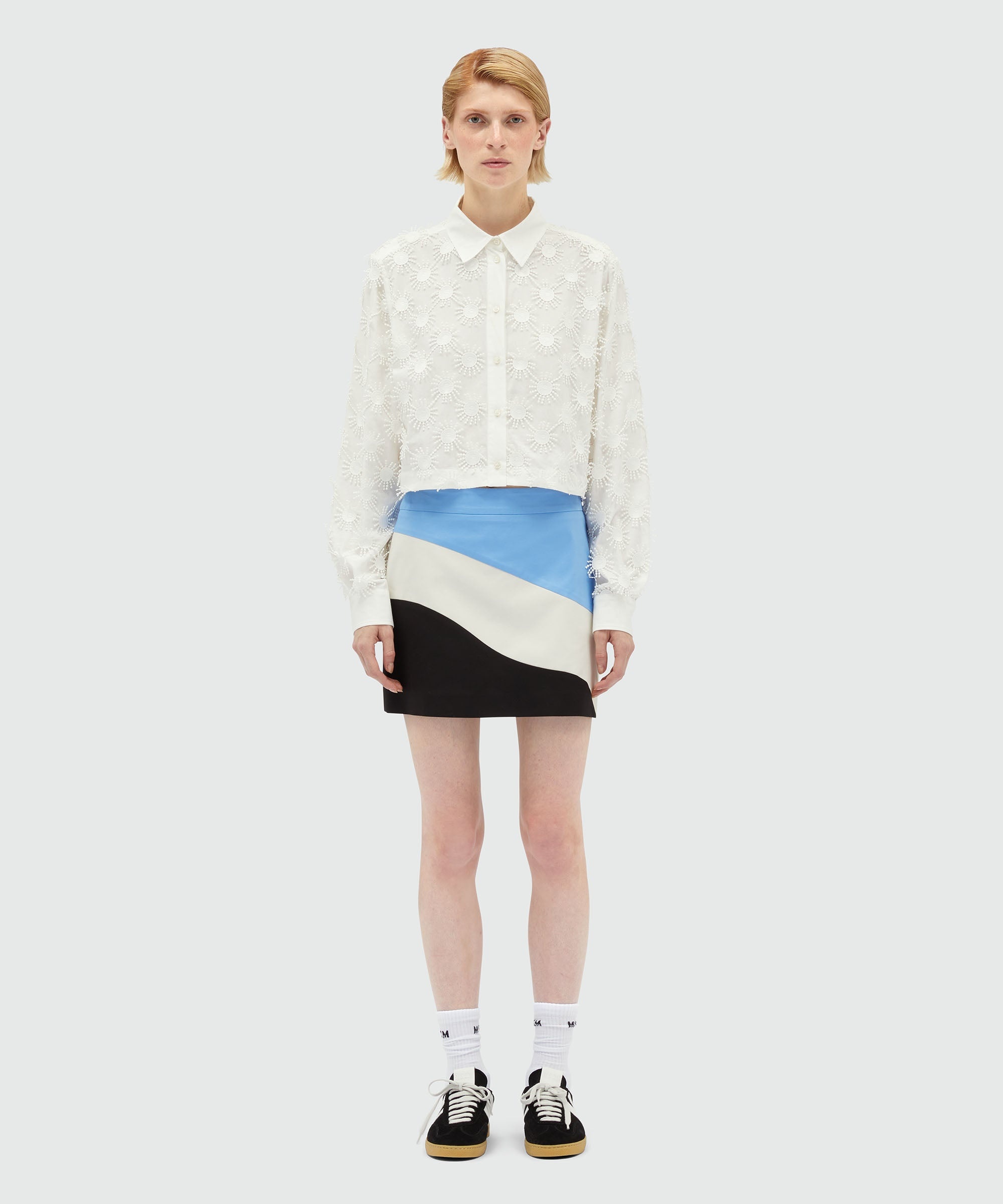 Short skirt in wave pattern gabardine - 2