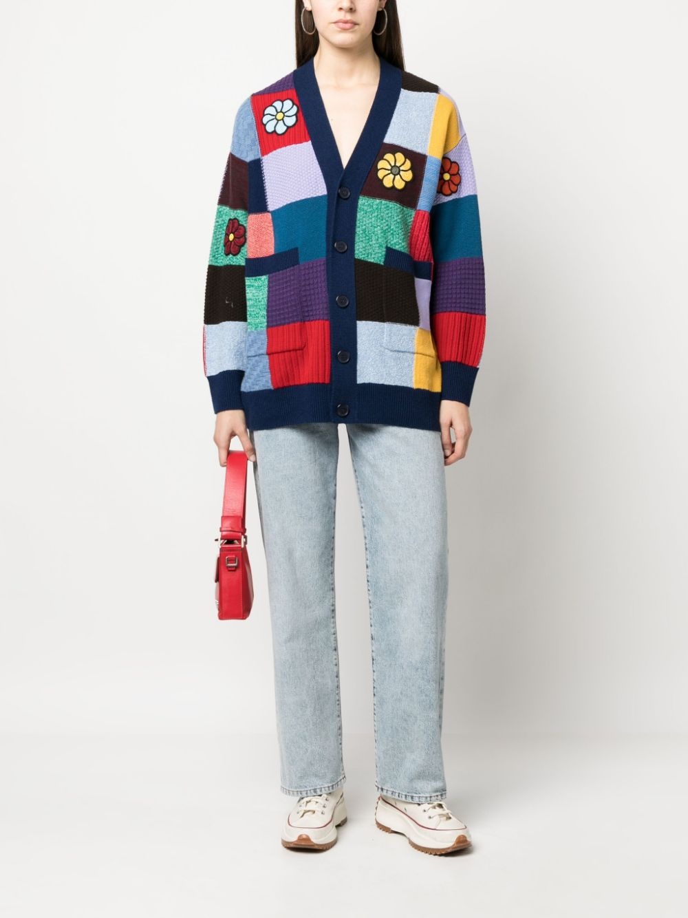 patchwork-design crochet cardigan - 2
