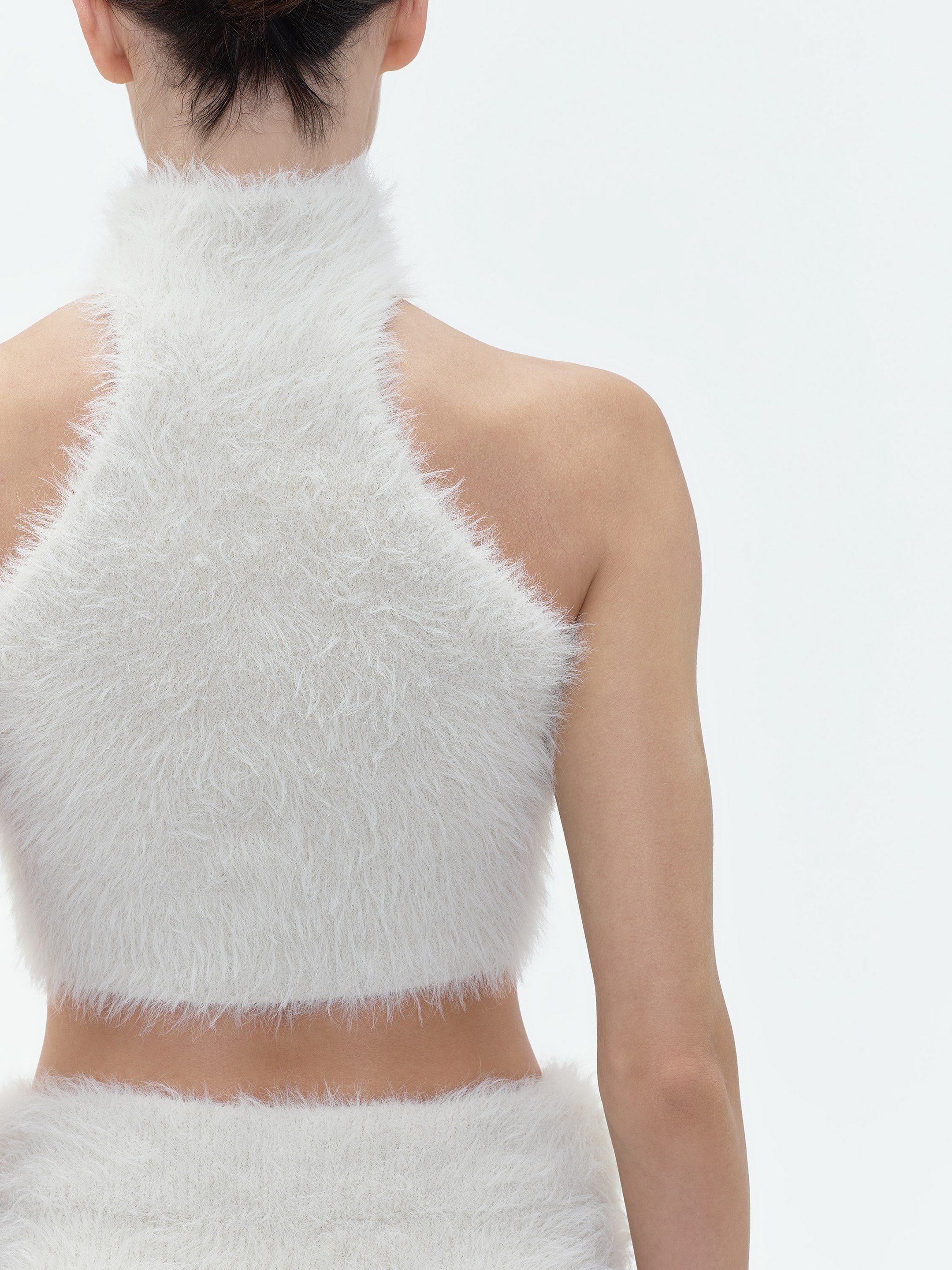 FURRY MOCK NECK HALTER TOP - 6